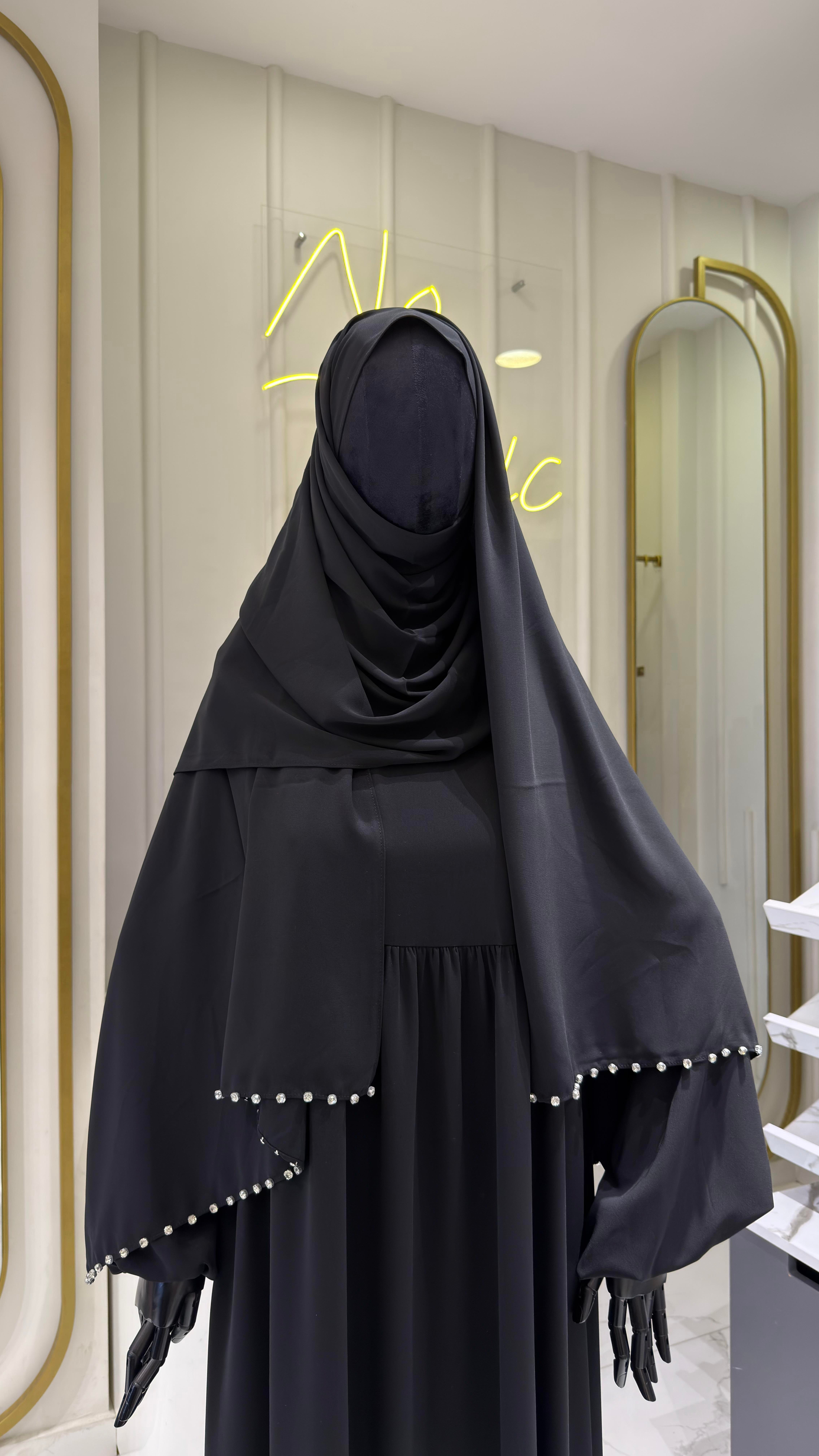 Taşlı Şal - Siyah