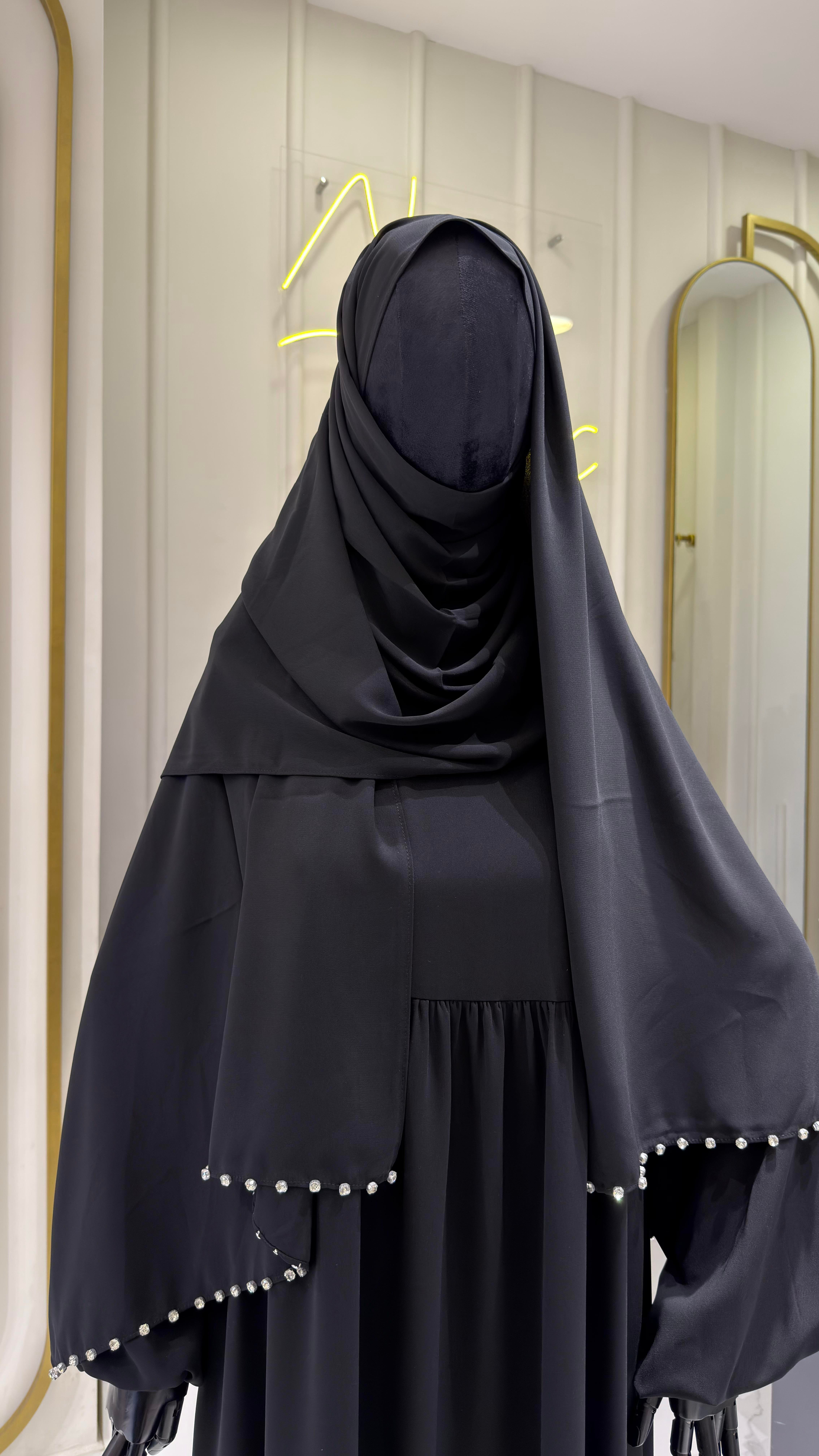 Taşlı Şal - Siyah