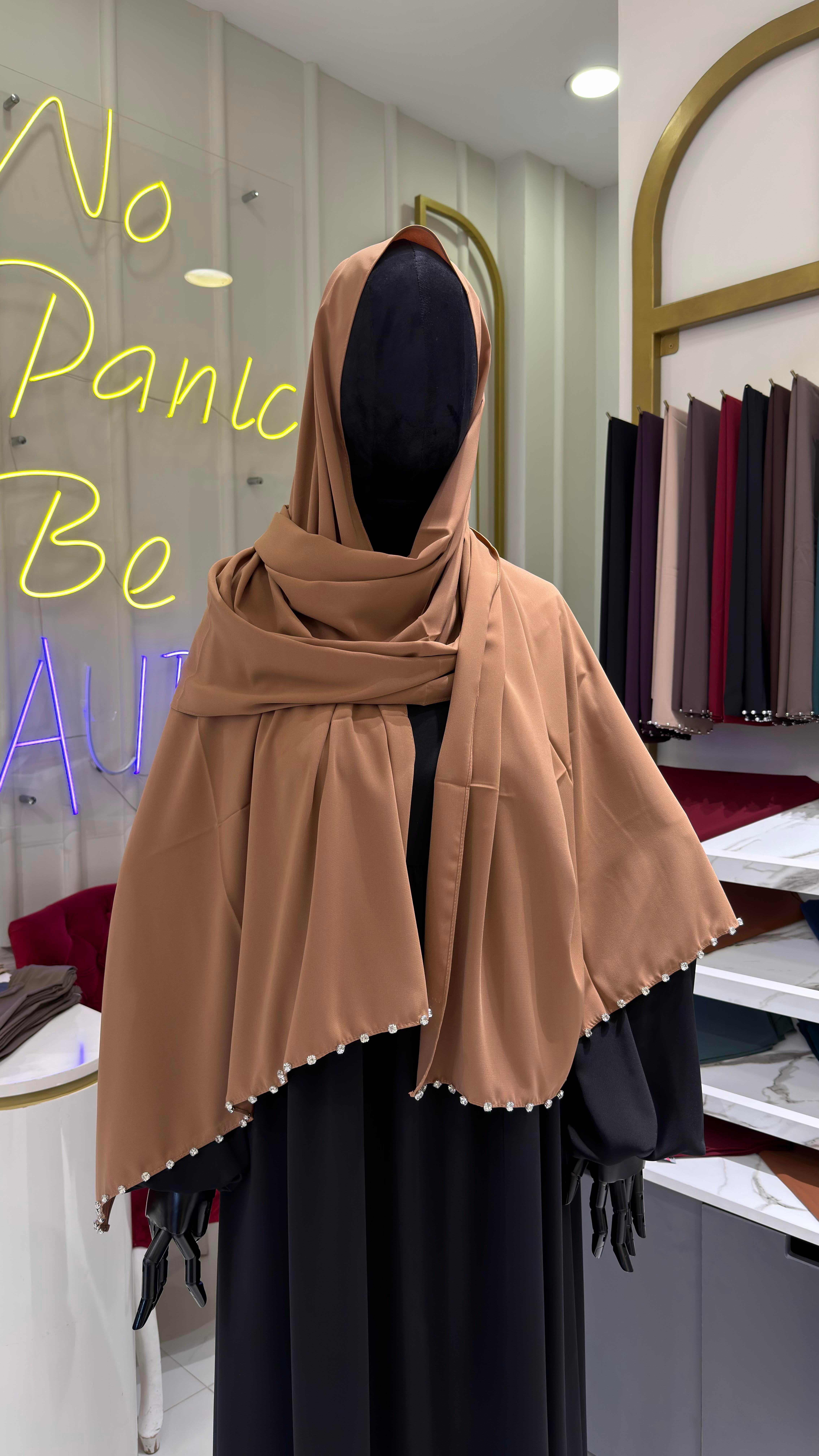 Taşlı Şal - Vizon