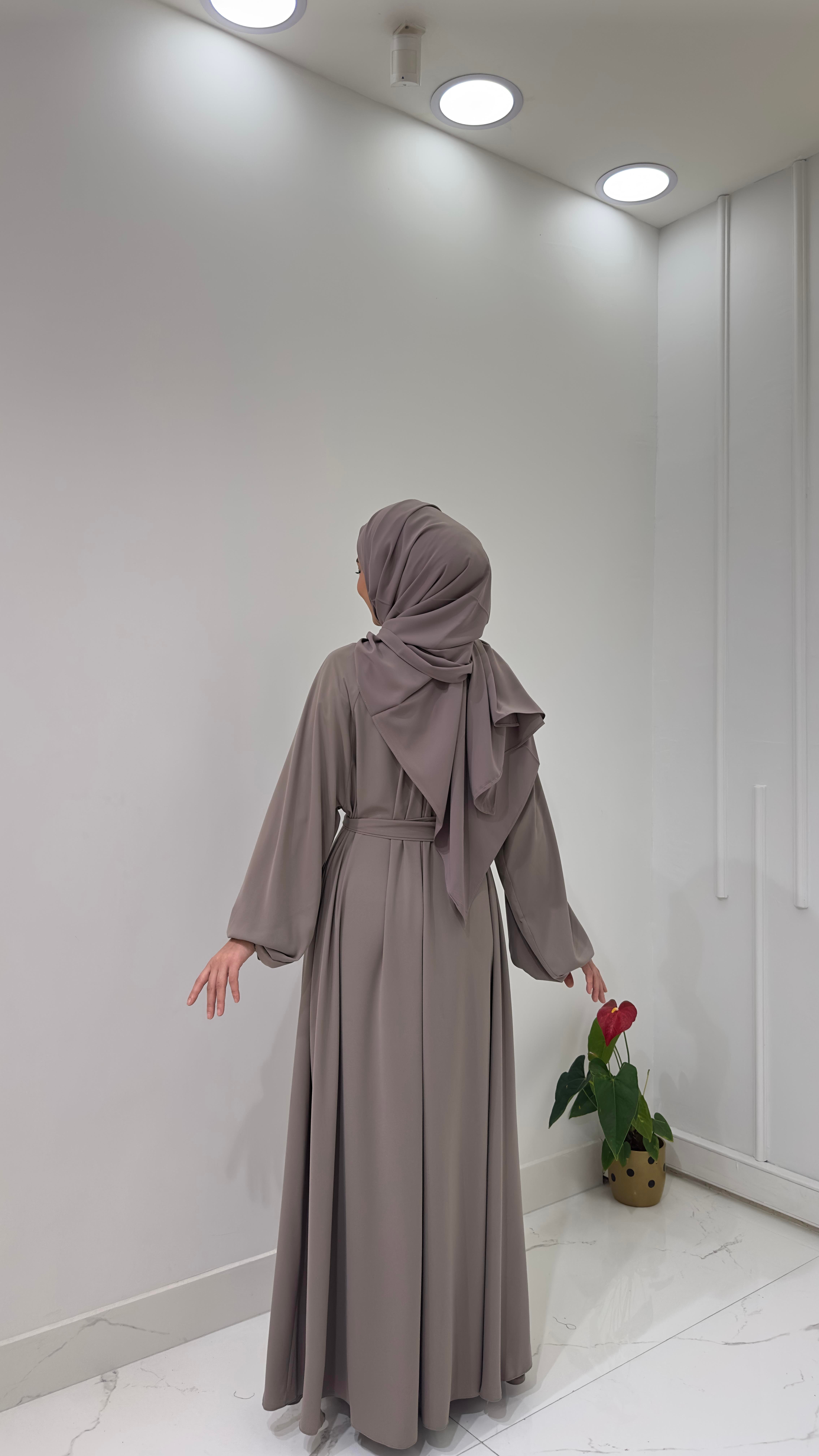 Yaka Büzgülü Elbise - Lacivert