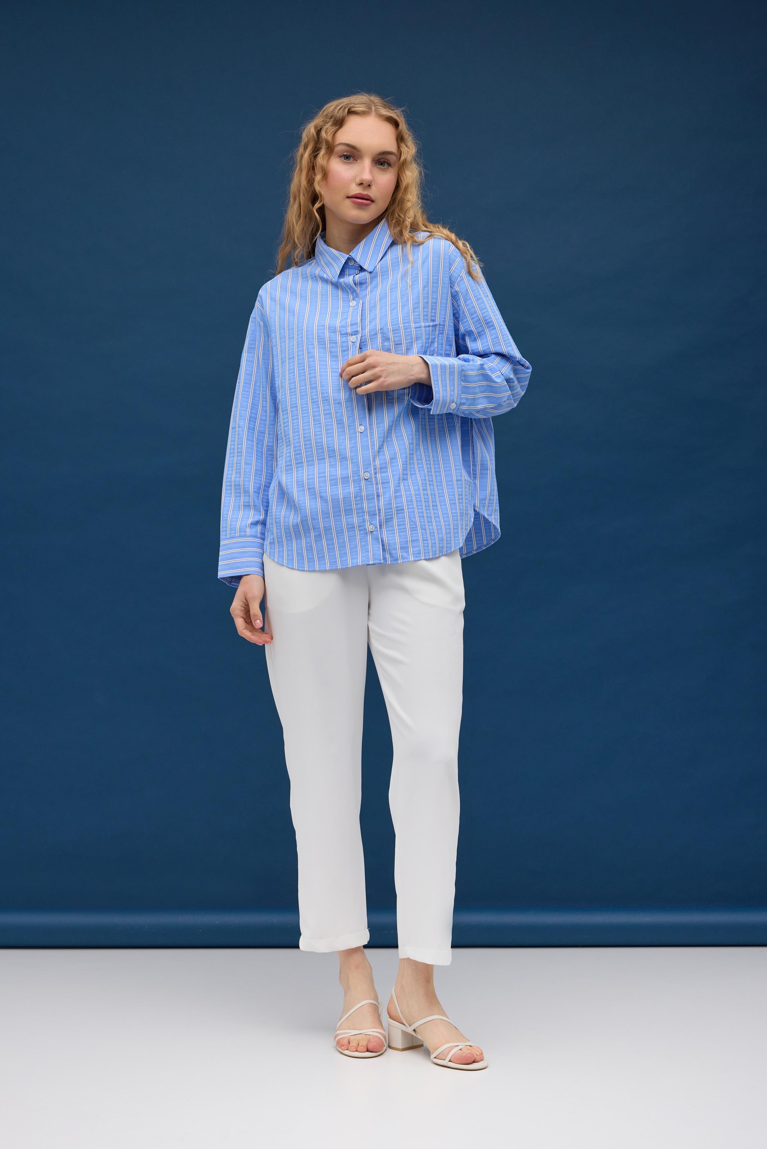  Beatrice Paraşüt Gömlek - Mavi