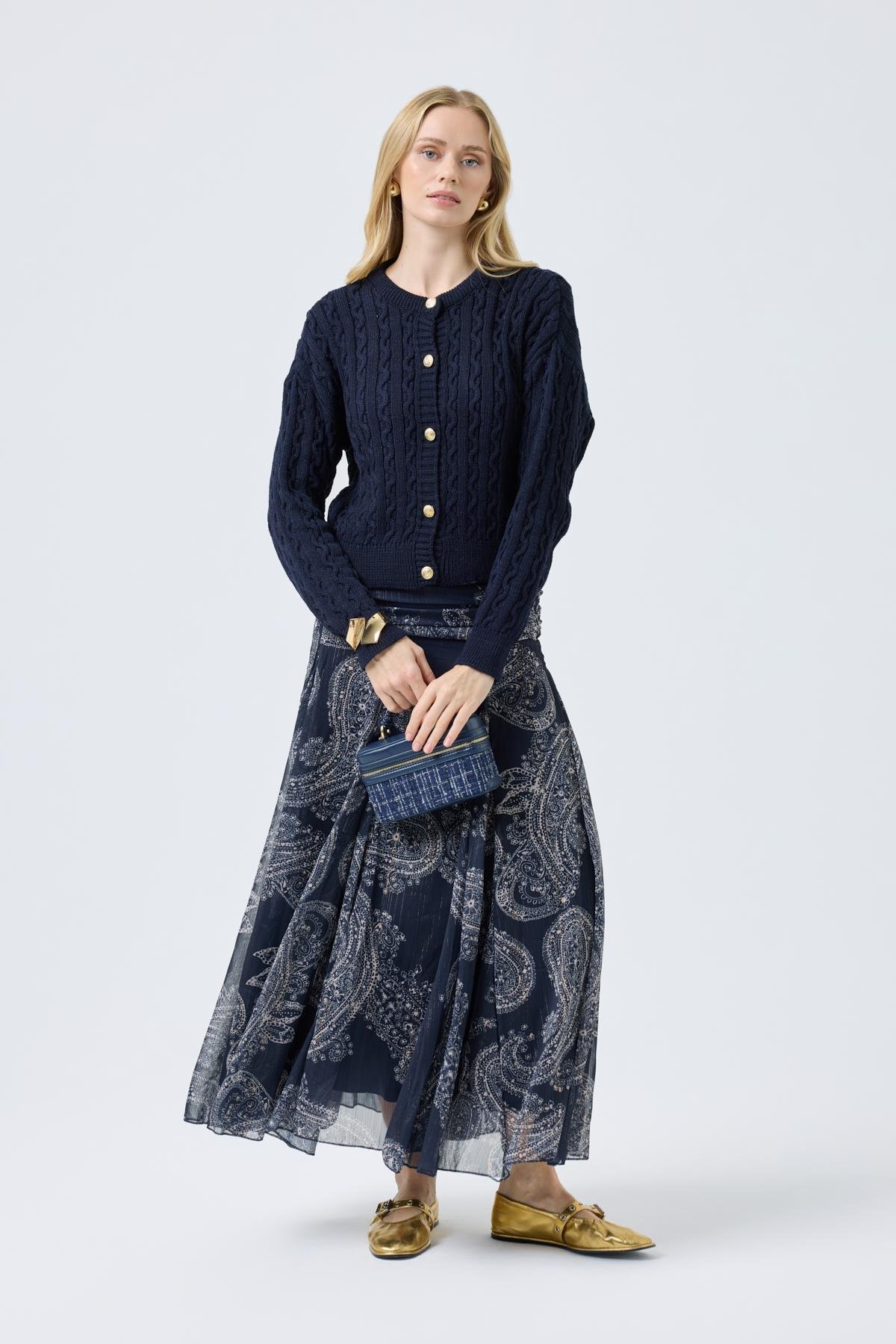  Navy Nakışlı Basic Kazak - Lacivert