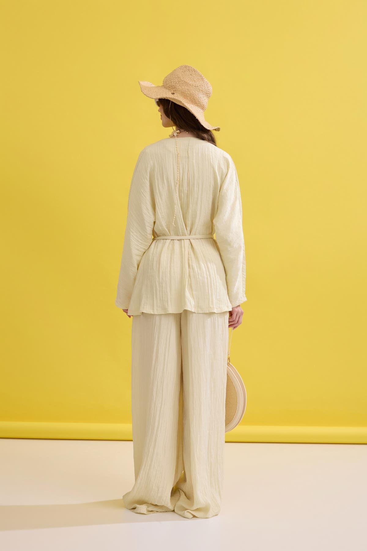 Ada Bağlamalı Pilili Takım- Sarı