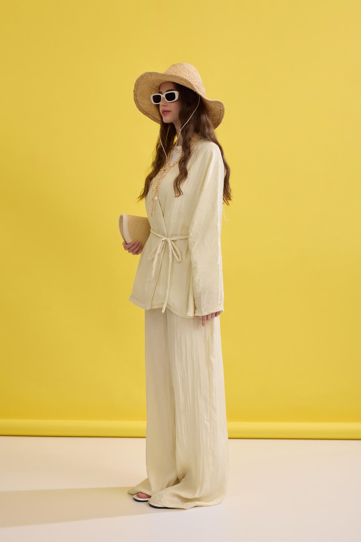 Ada Bağlamalı Pilili Takım- Sarı