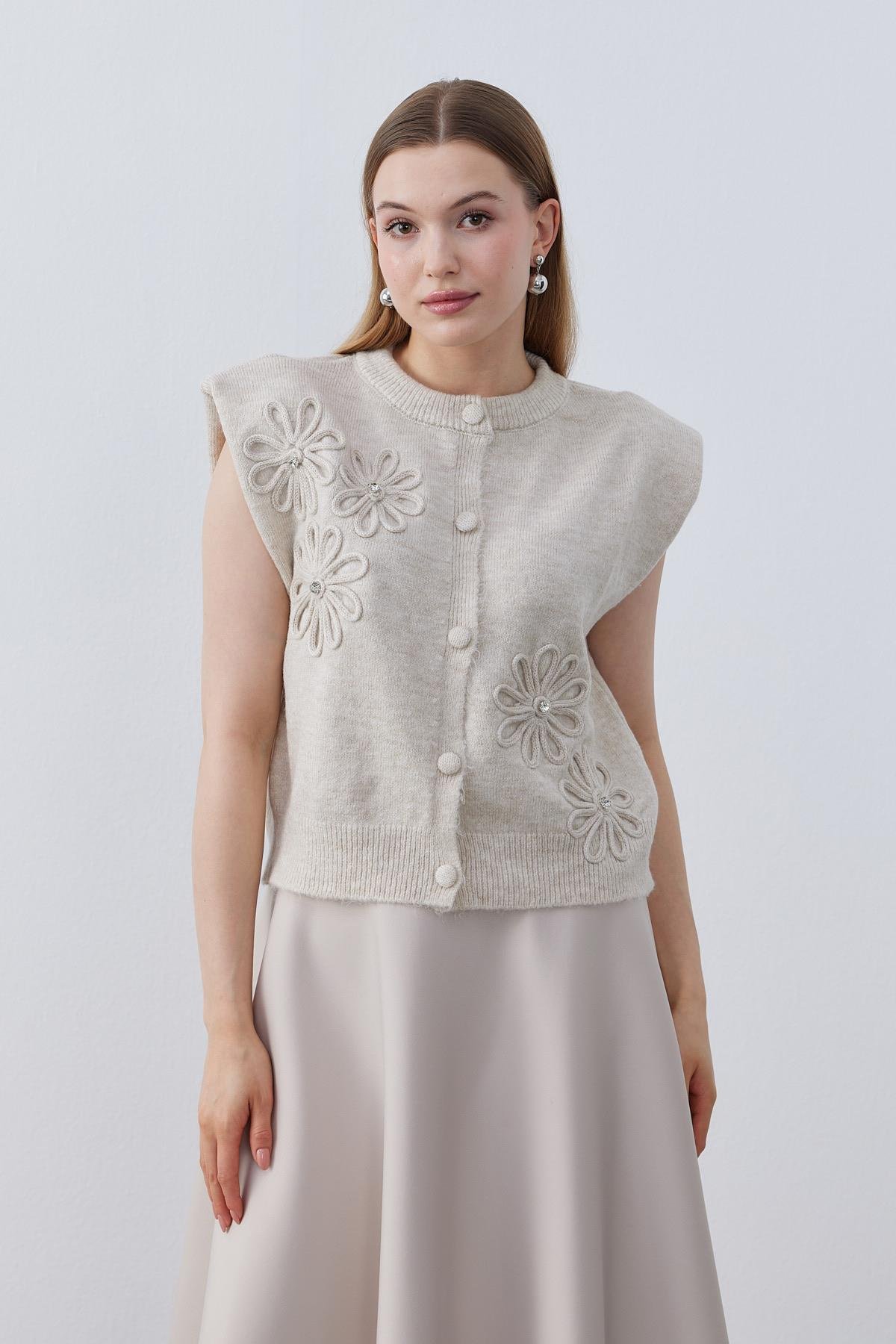 Adele Vatkalı Süveter- Bej