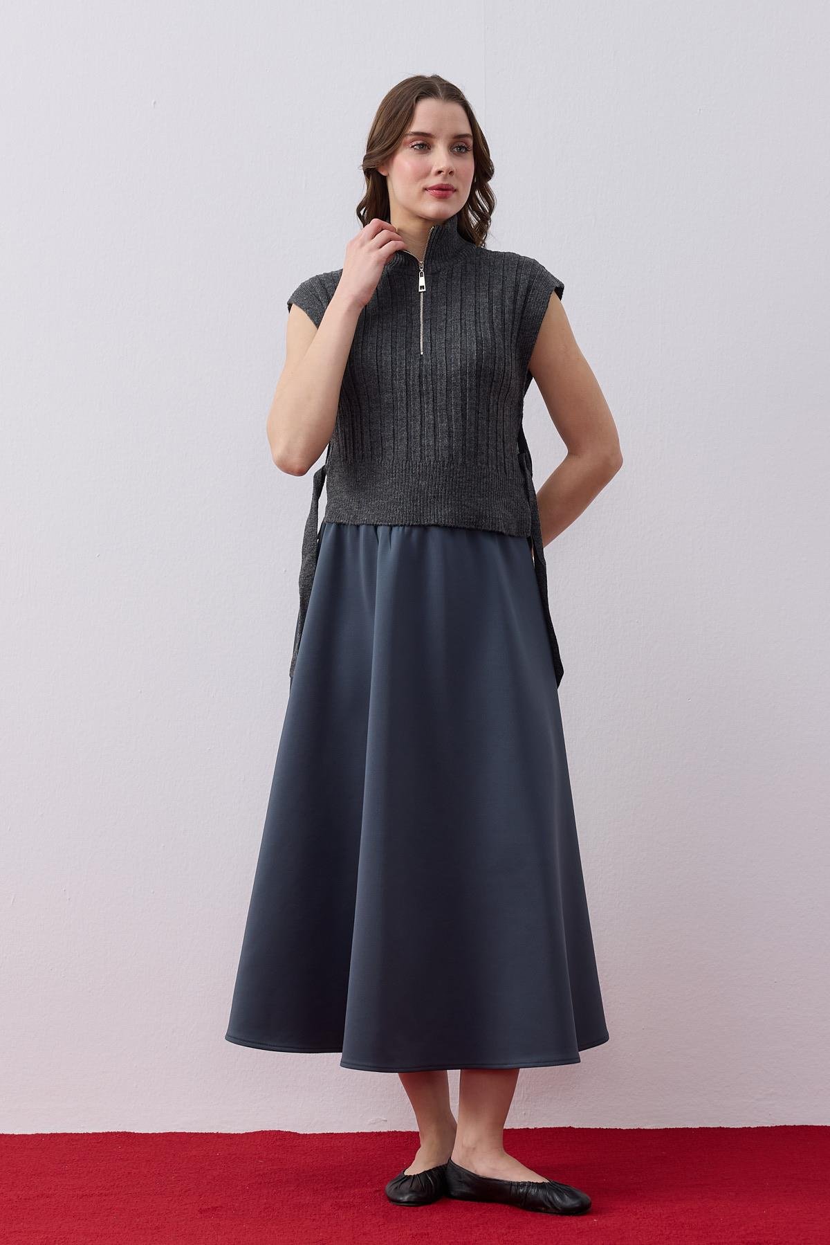 Adeline Bağcıklı Süveter- Antrasit 