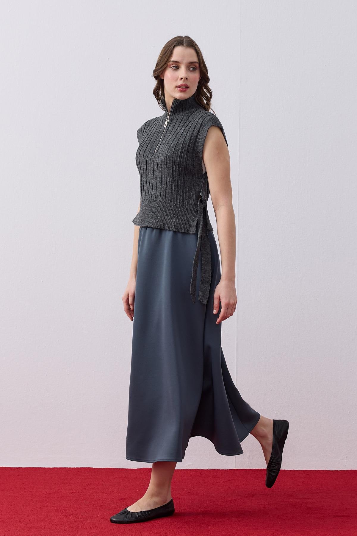 Adeline Bağcıklı Süveter- Antrasit 