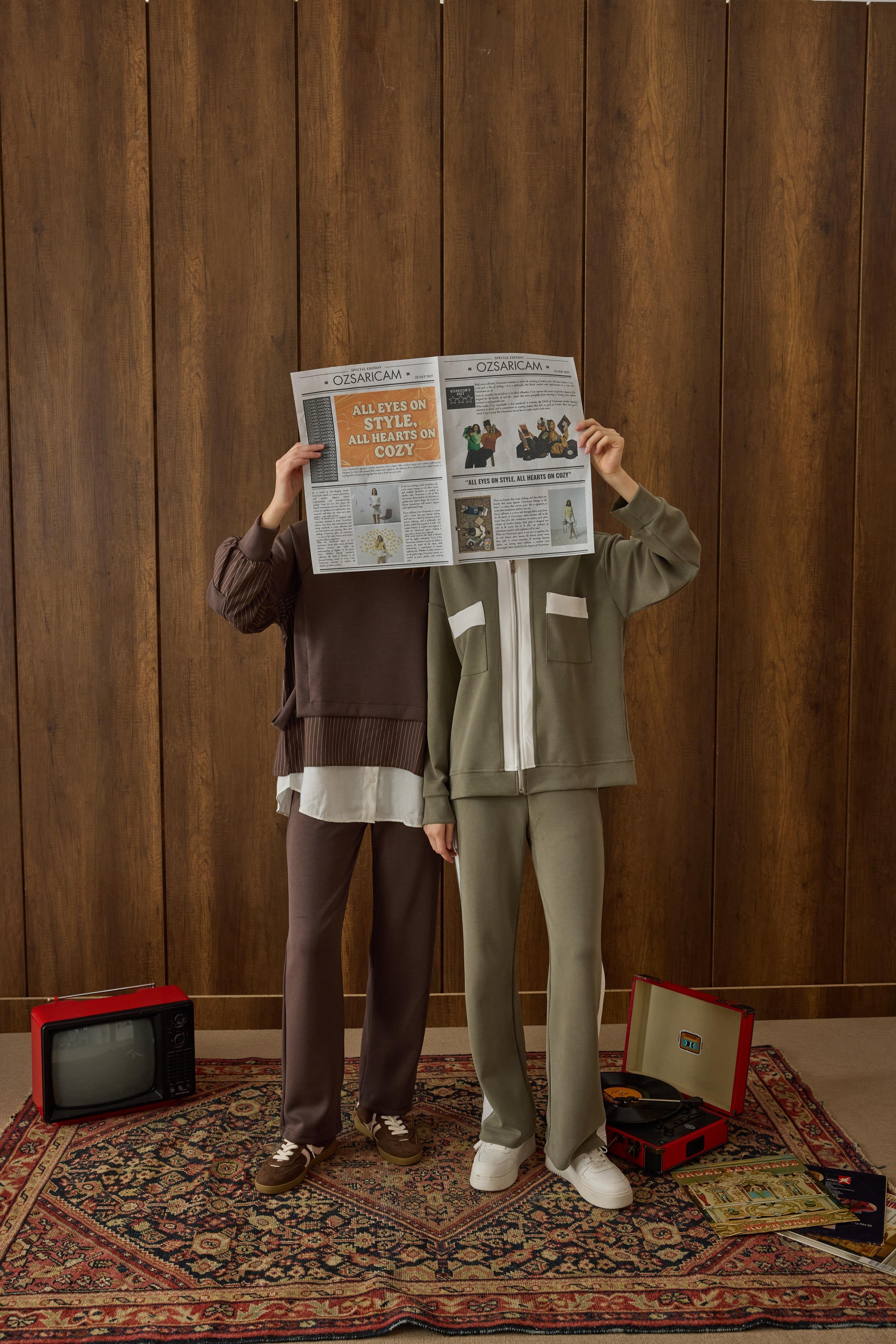 Agatha Garnili Modal Takım - Kahverengi 