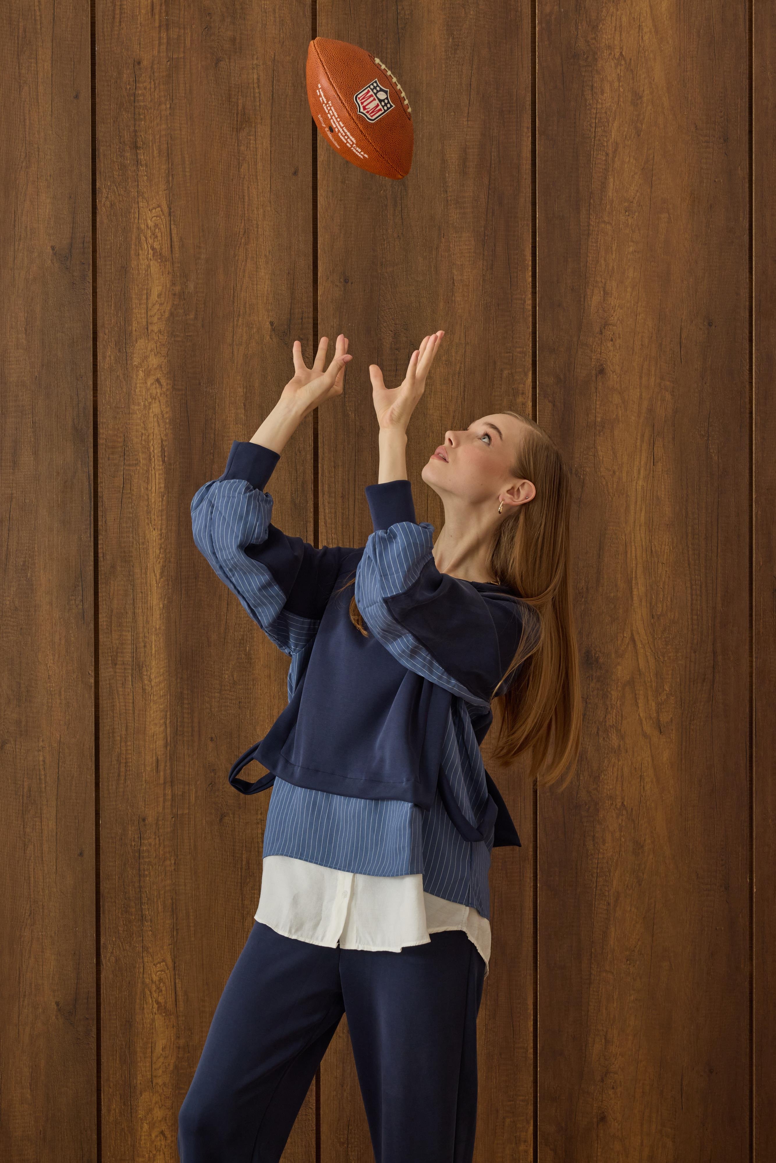 Agatha Garnili Modal Takım - Lacivert