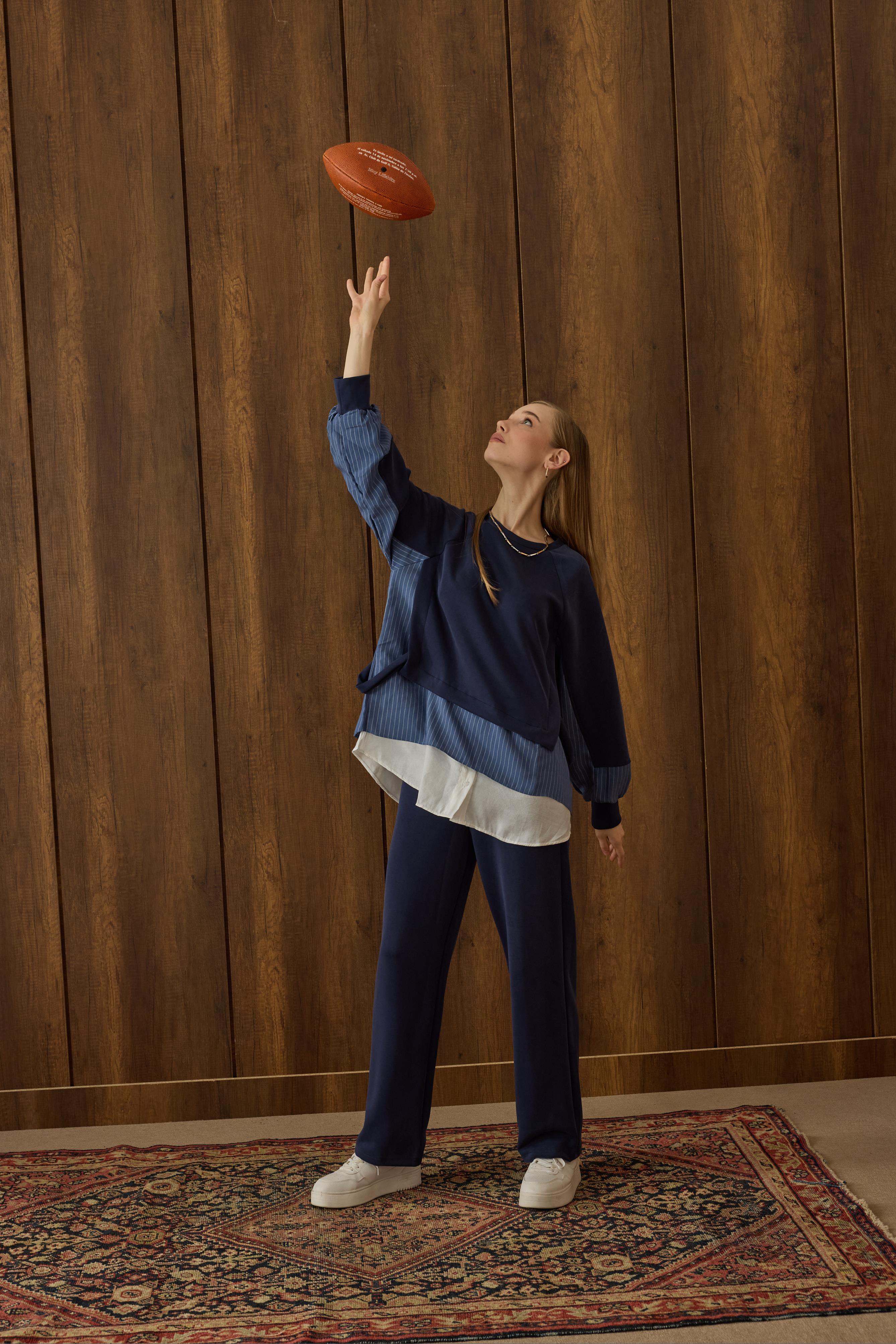 Agatha Garnili Modal Takım - Lacivert