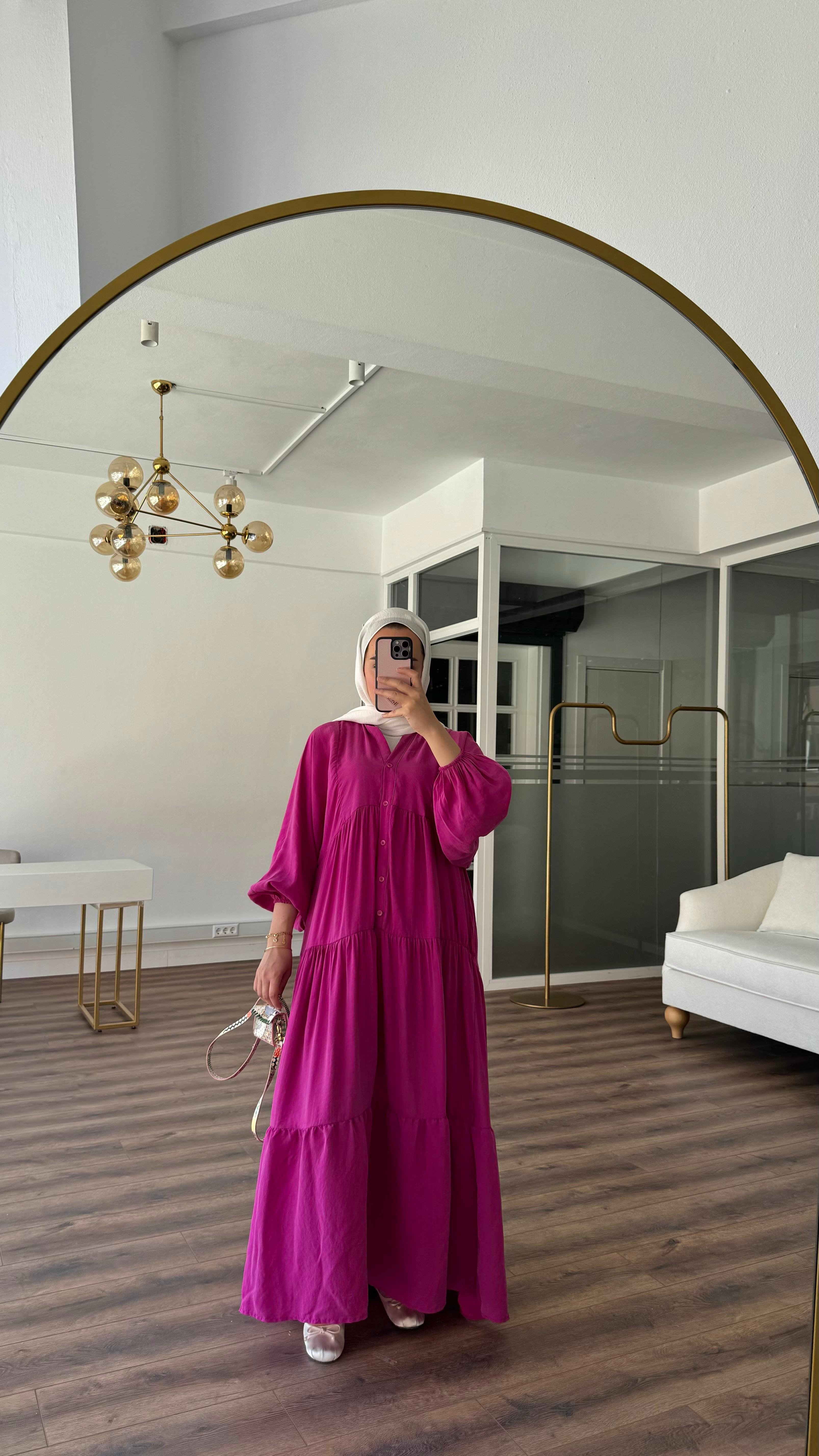 AHSEL MODAL VİSCON ELBİSE - MOR