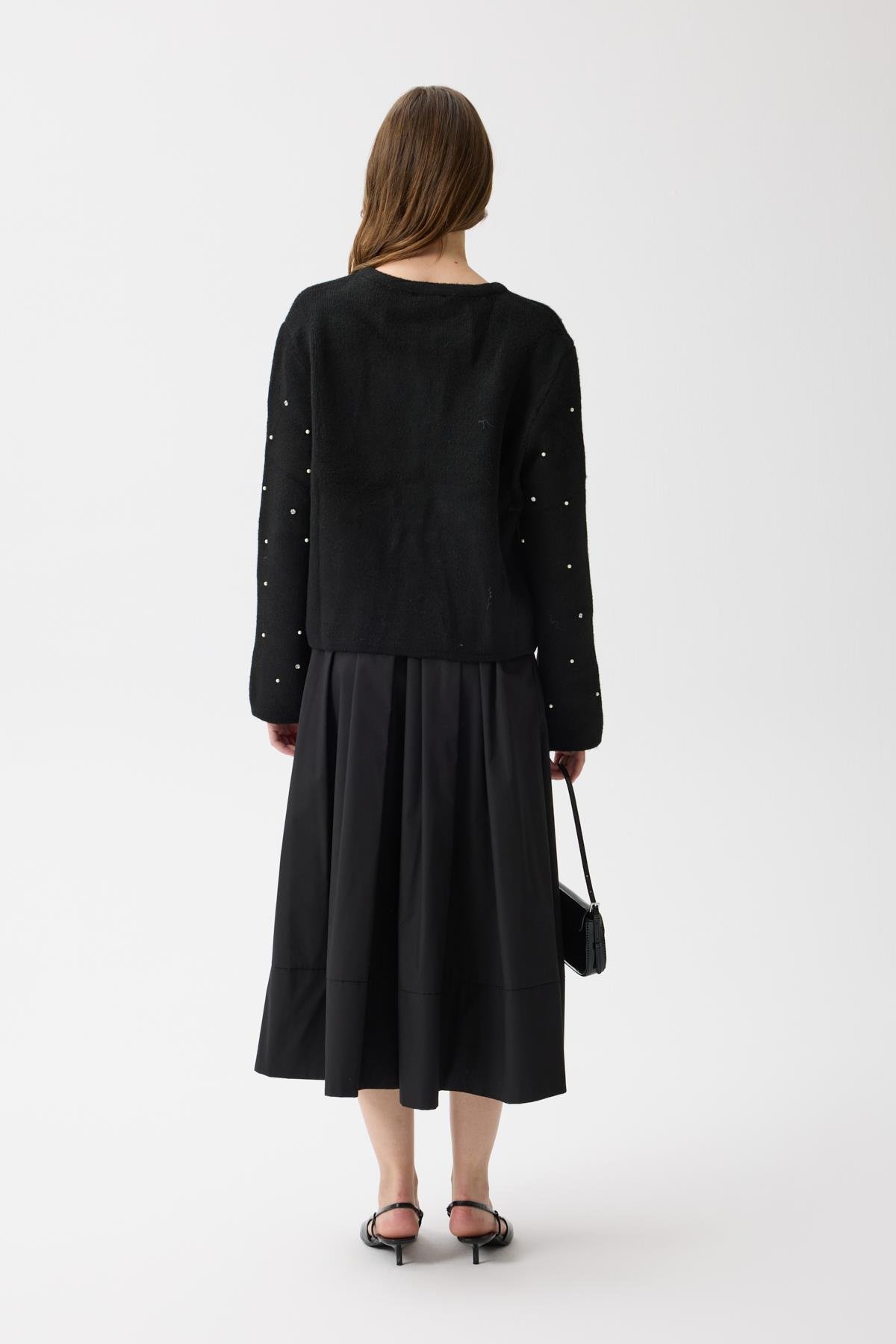 Alaia Taş İşlemeli Cepli Hırka - Siyah