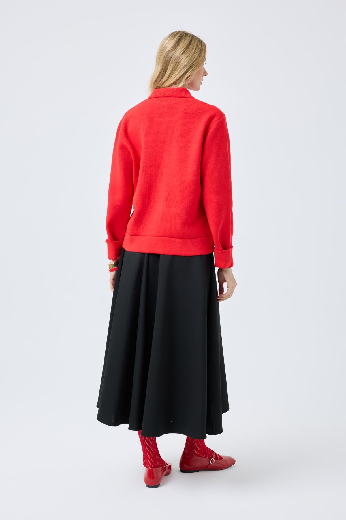 Alba Cepli Fermuarlı Hırka  - Kırmızı 