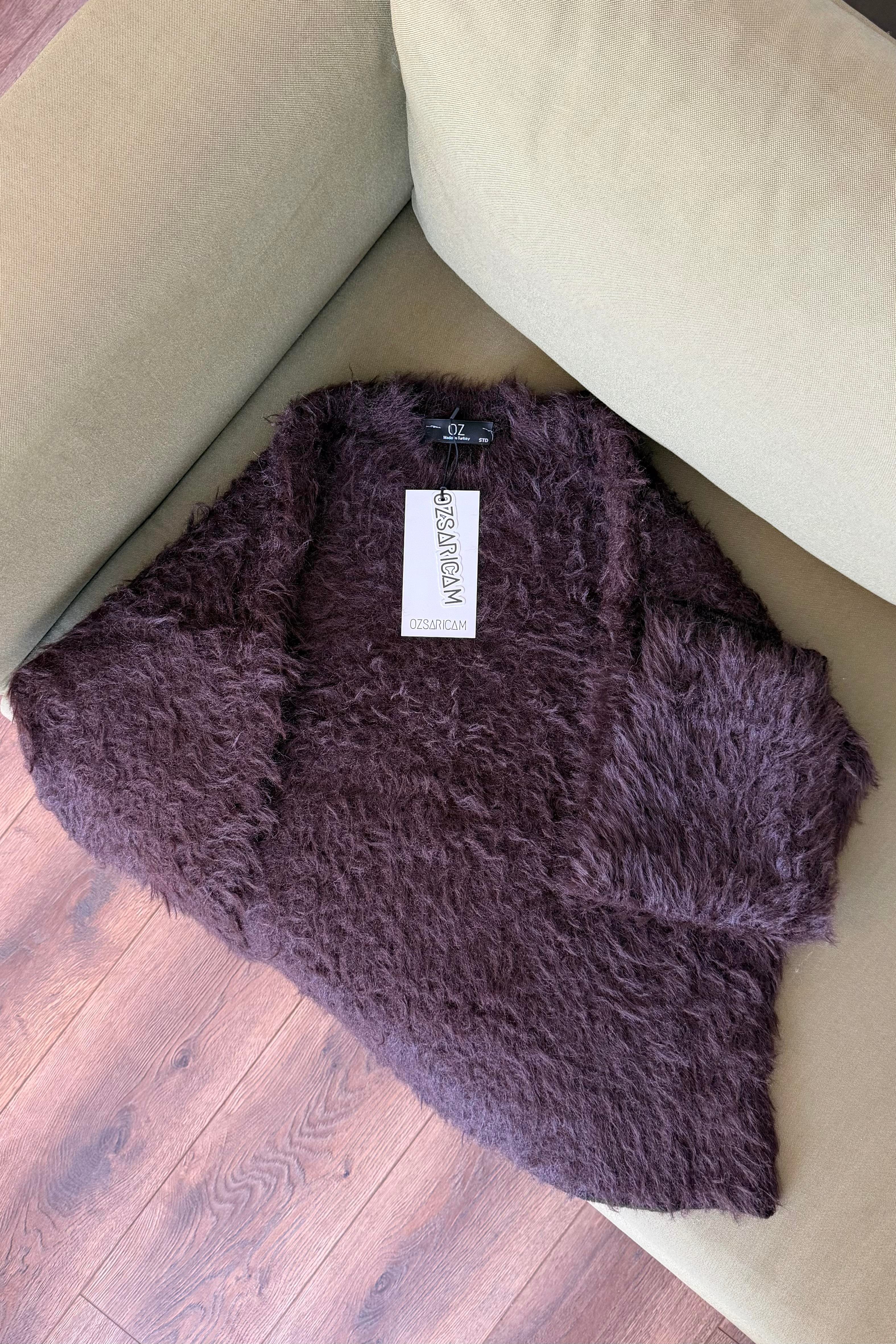 Alberta Peluş Kazak - Acı kahve