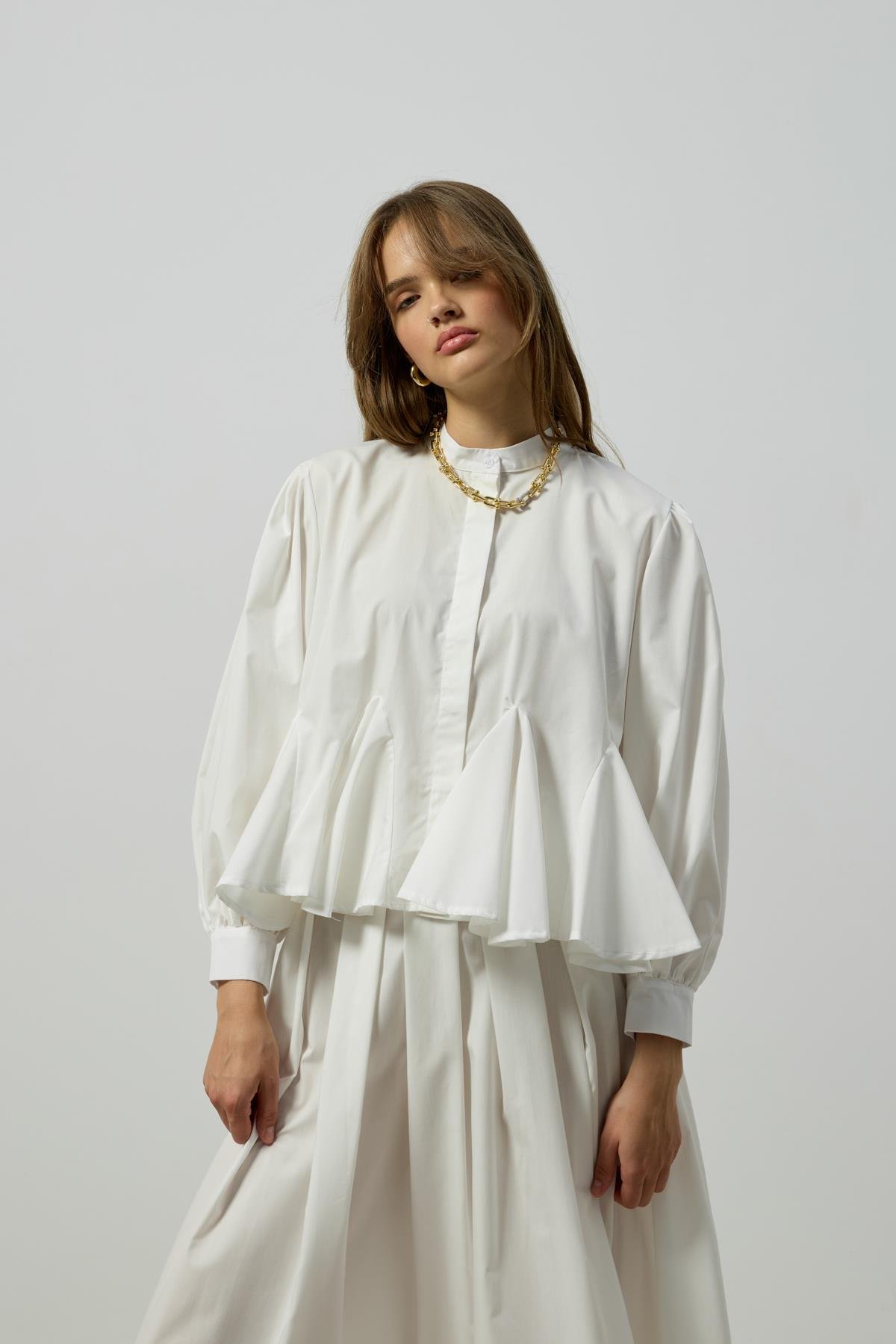 Alice Peplum Detaylı Drapeli Takım - Beyaz