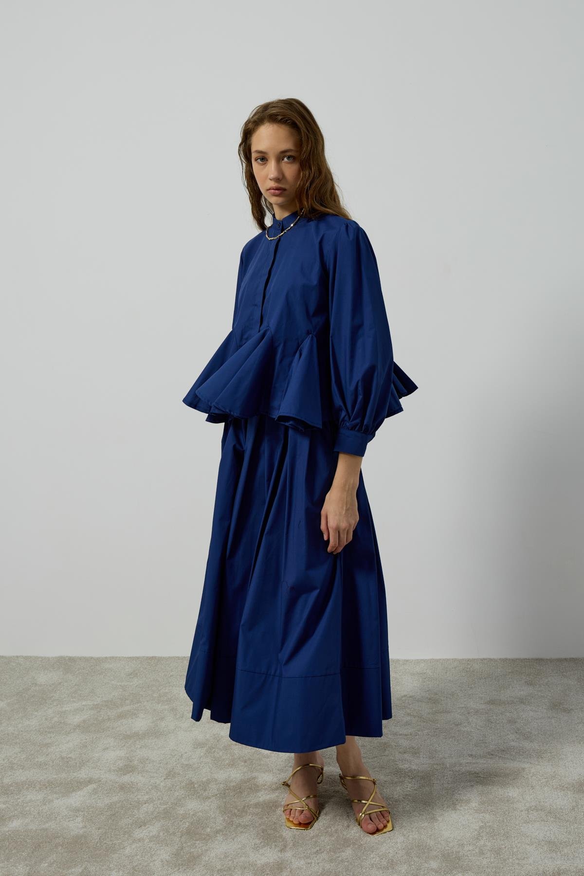 Alice Peplum Detaylı Drapeli Takım - Gece Mavi