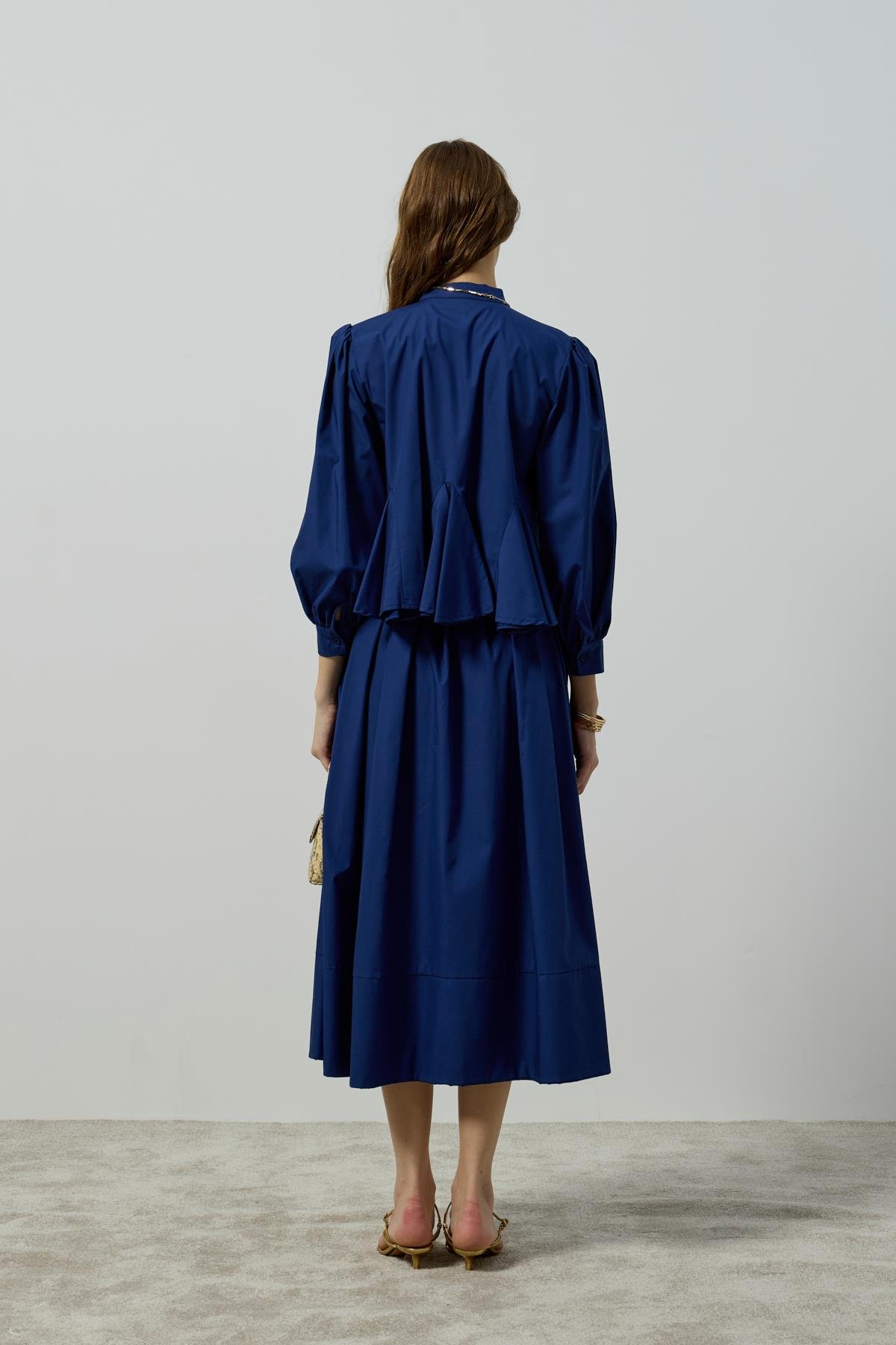 Alice Peplum Detaylı Drapeli Takım - Gece Mavi