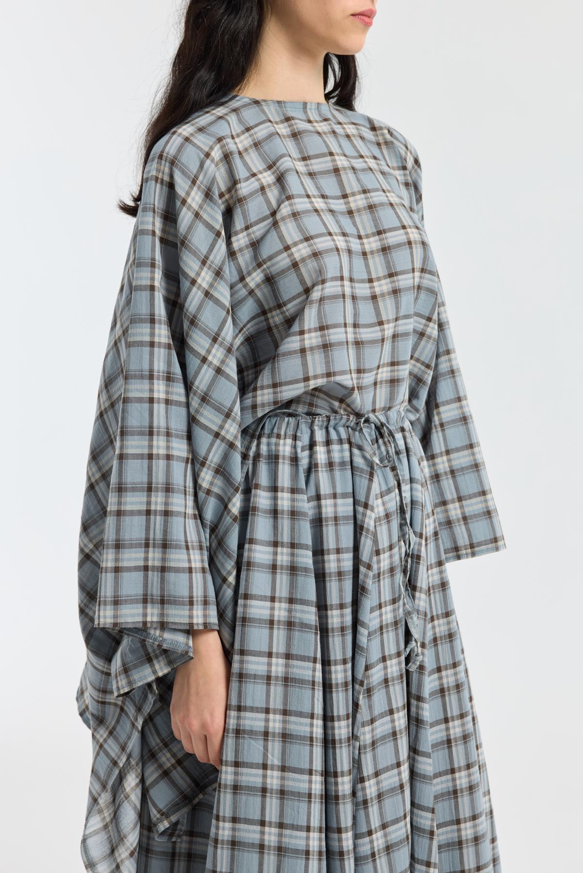 Amara Müslin Ekose Desenli Pelerin - Bebe mavi