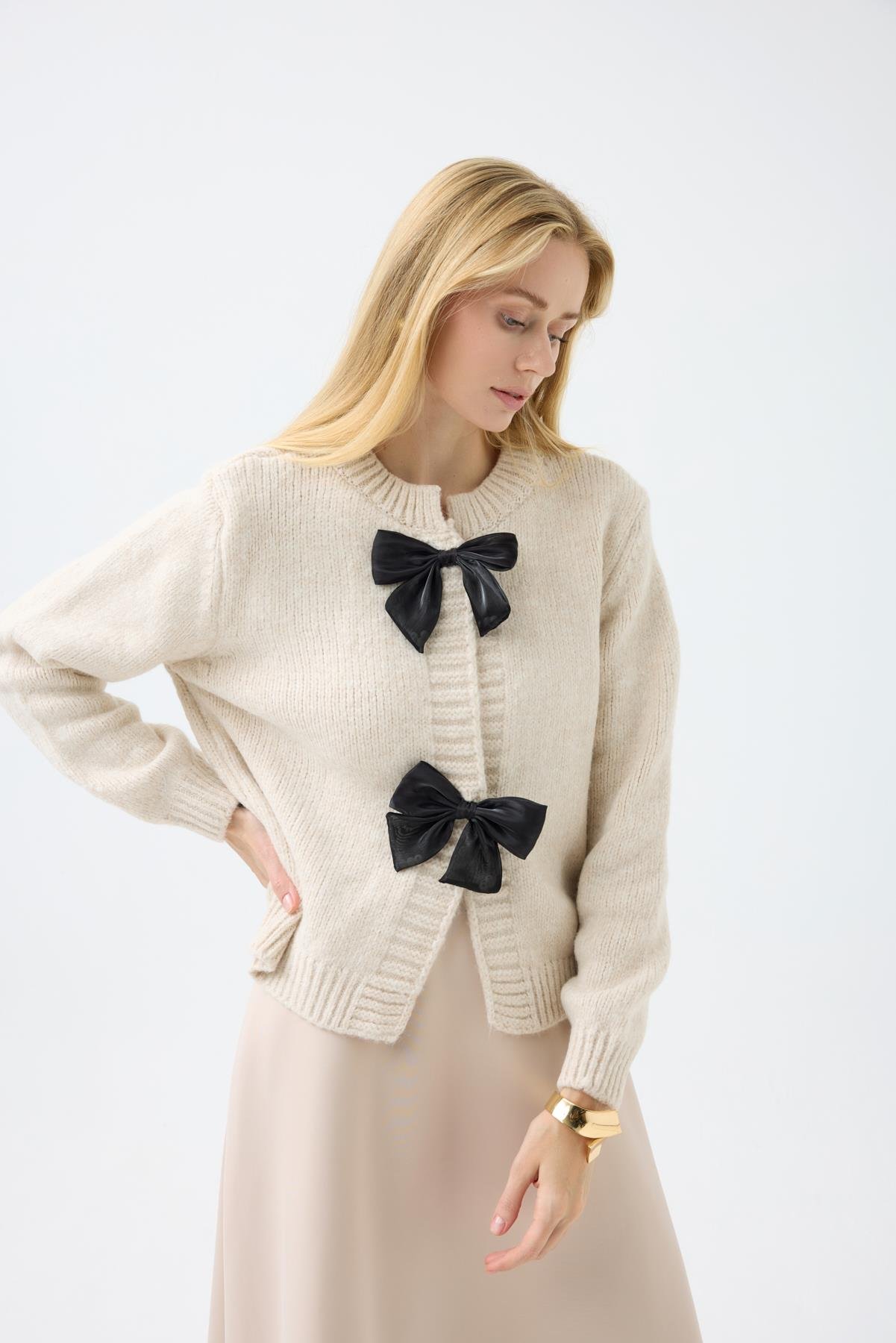 Angel Fiyonklu Hırka - Bej 