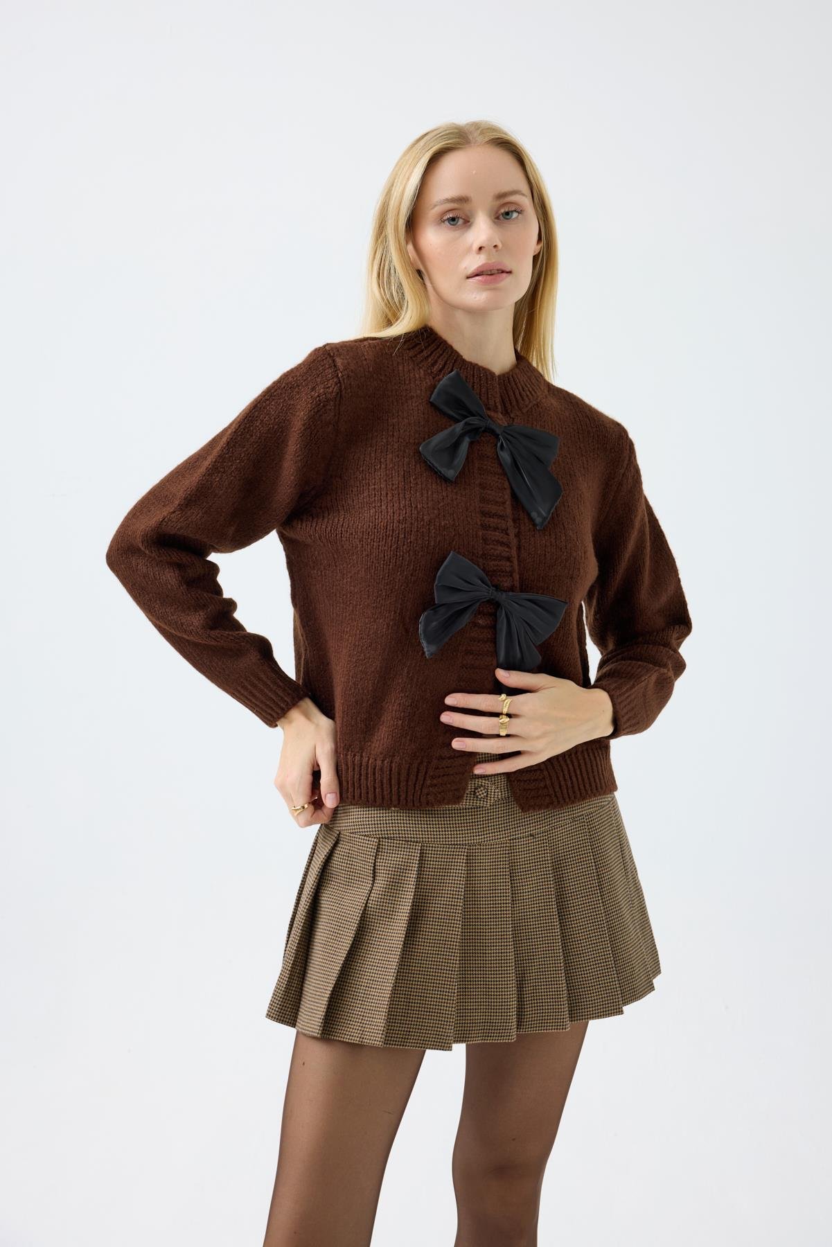 Angel Fiyonklu Hırka - Kahverengi 