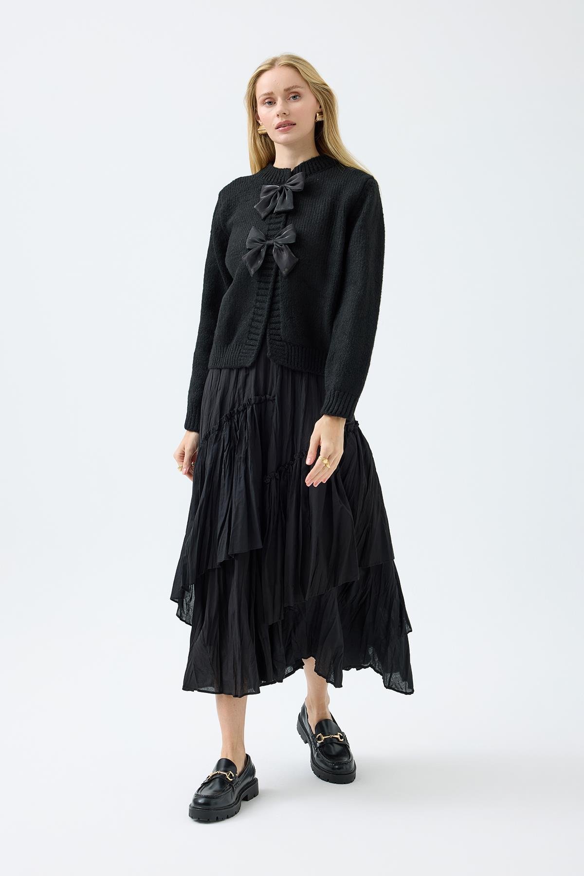 Angel Fiyonklu Hırka - Siyah 