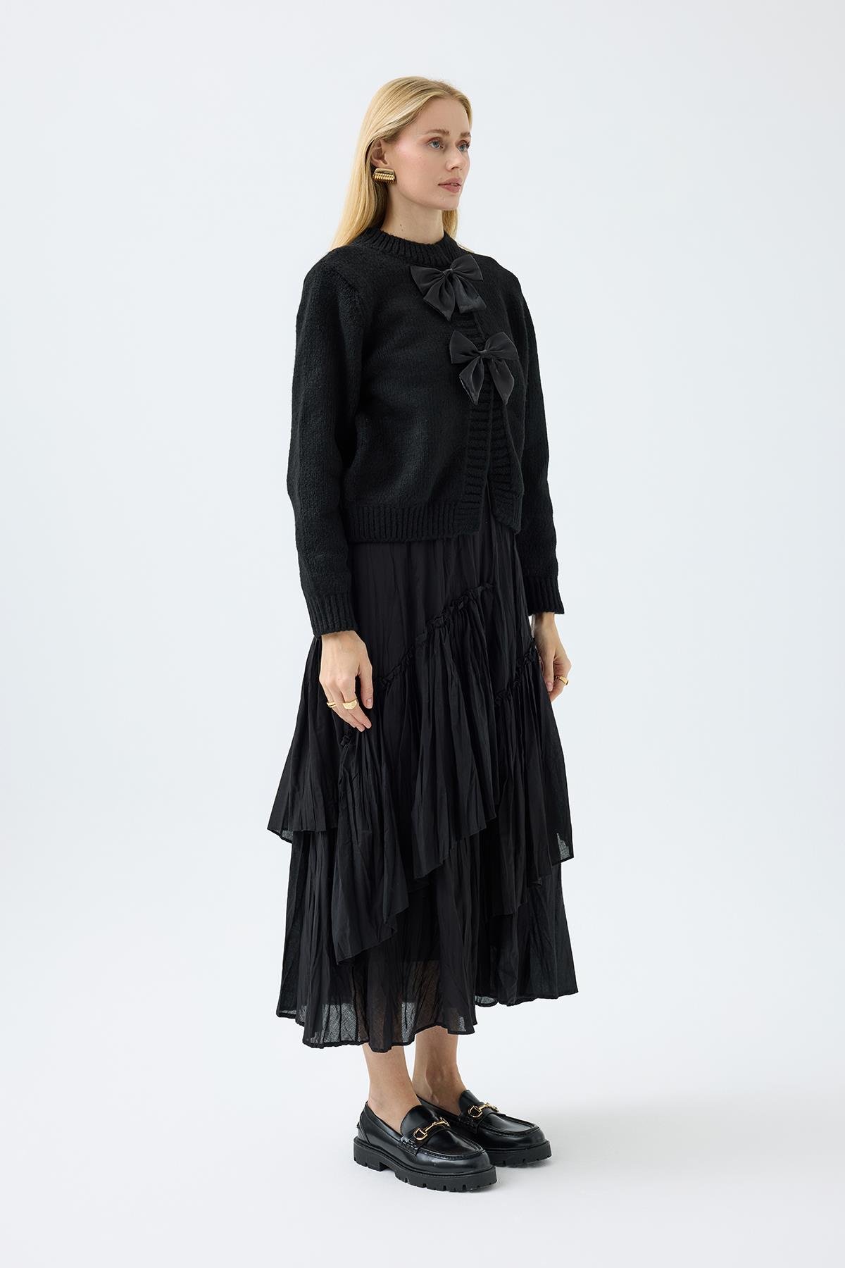 Angel Fiyonklu Hırka - Siyah 