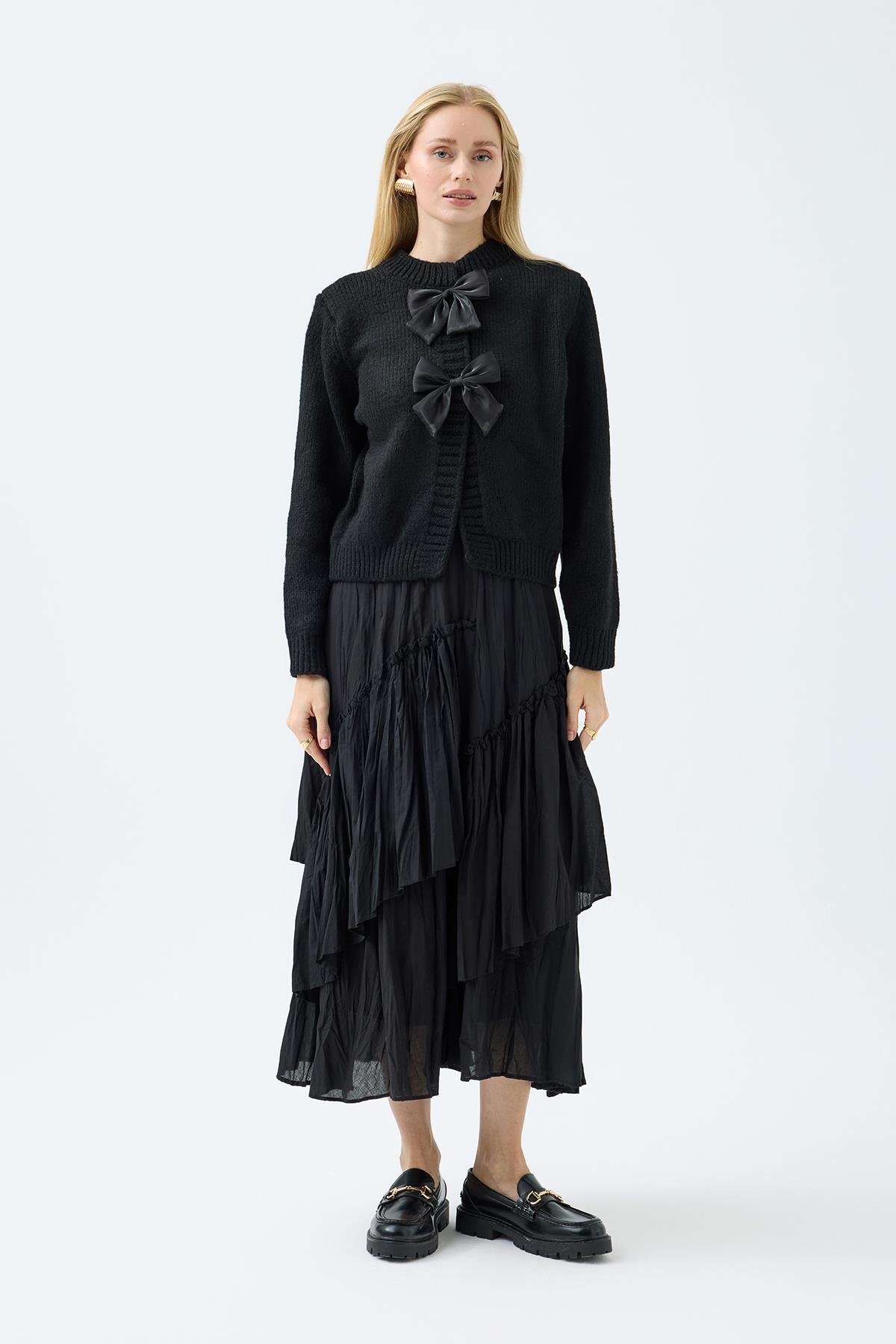 Angel Fiyonklu Hırka - Siyah 