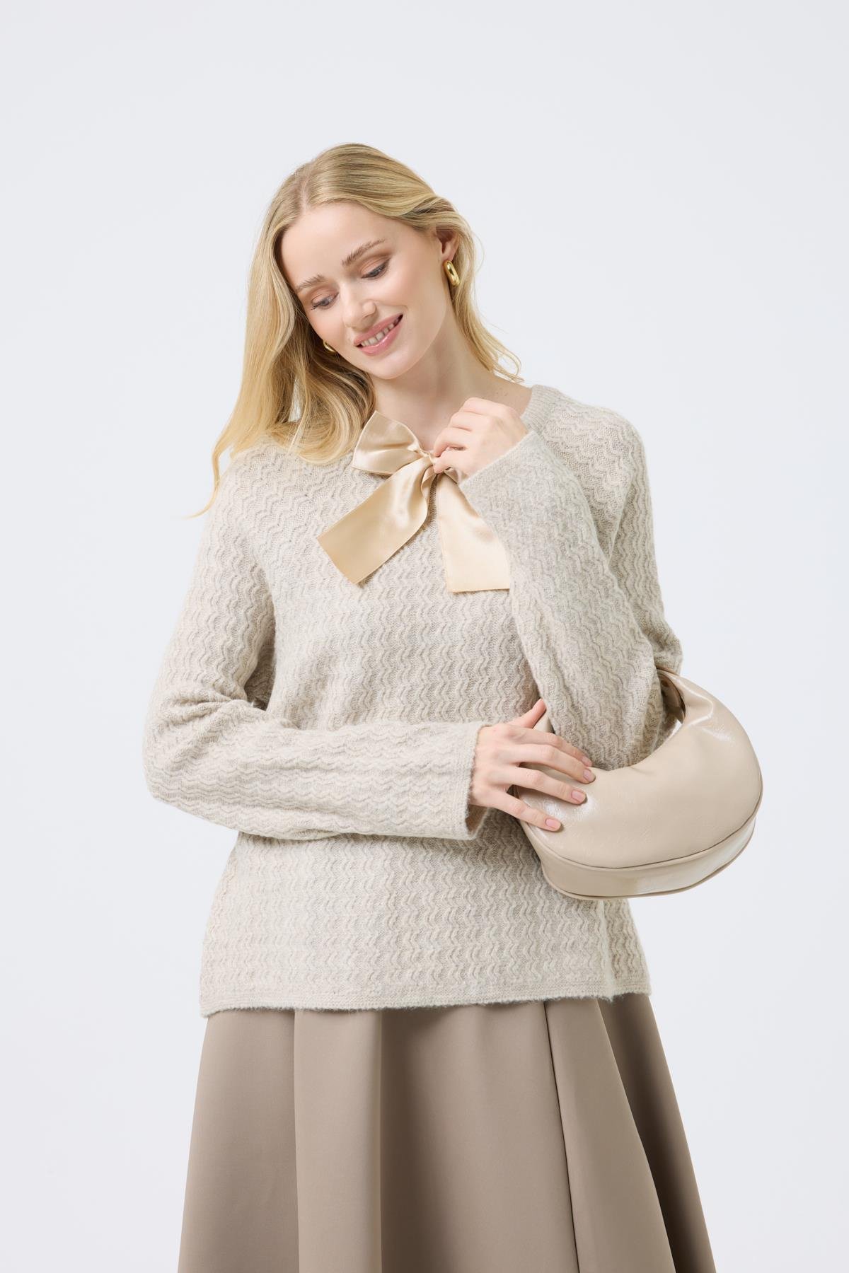 Angelina Fiyonklu Kazak - Bej