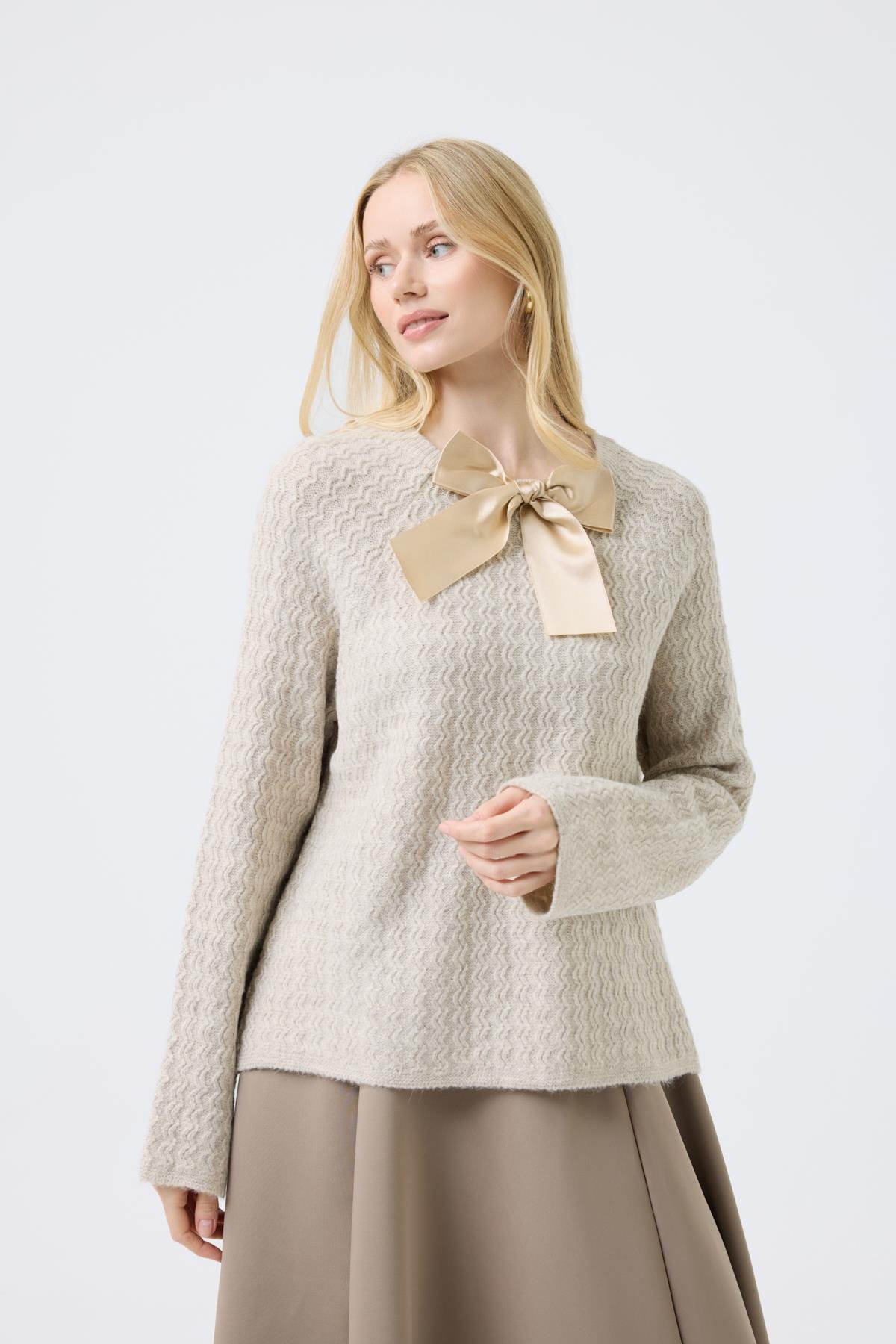 Angelina Fiyonklu Kazak - Bej