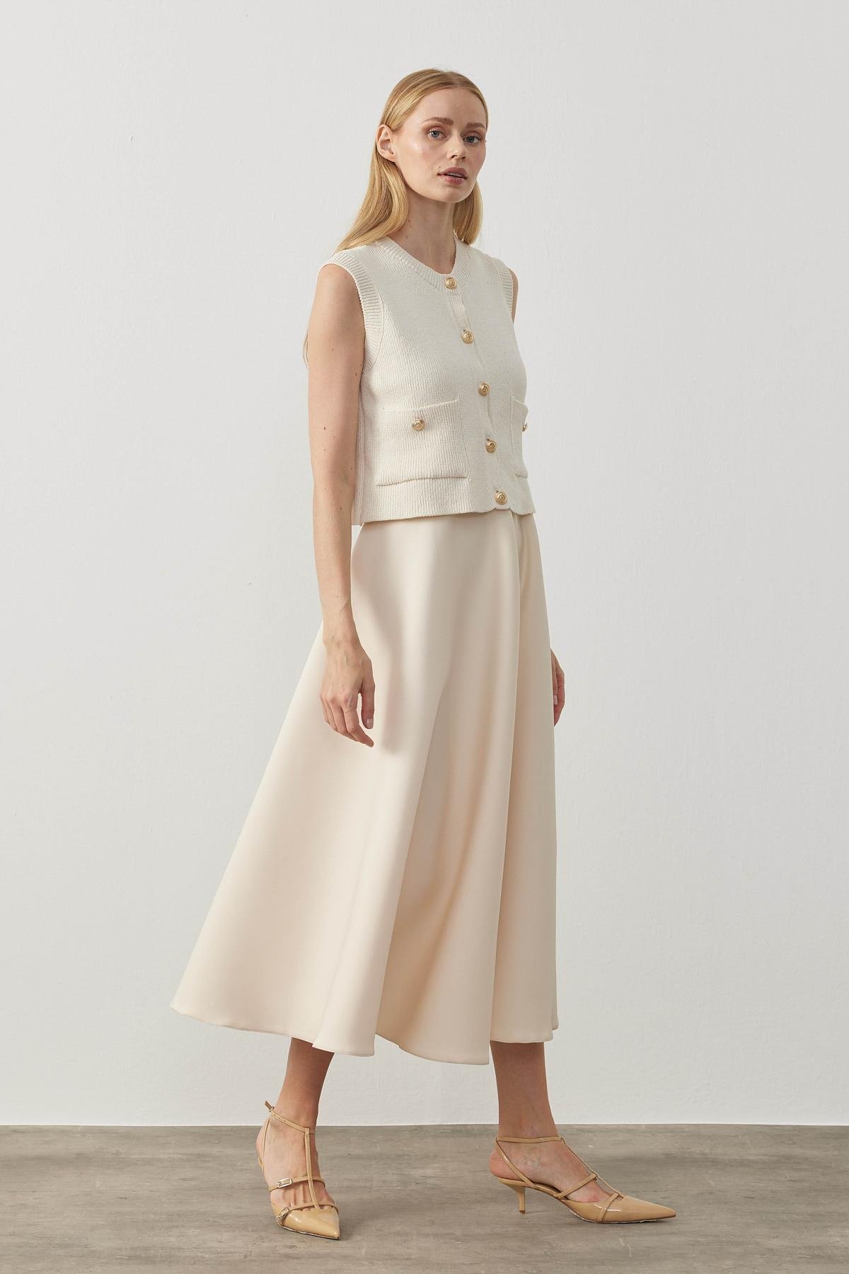 Ariel Skuba Kloş Etek - Ekru