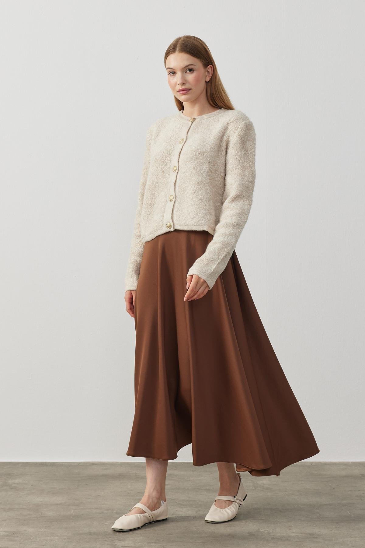 Ariel Skuba Kloş Etek - Kahverengi 