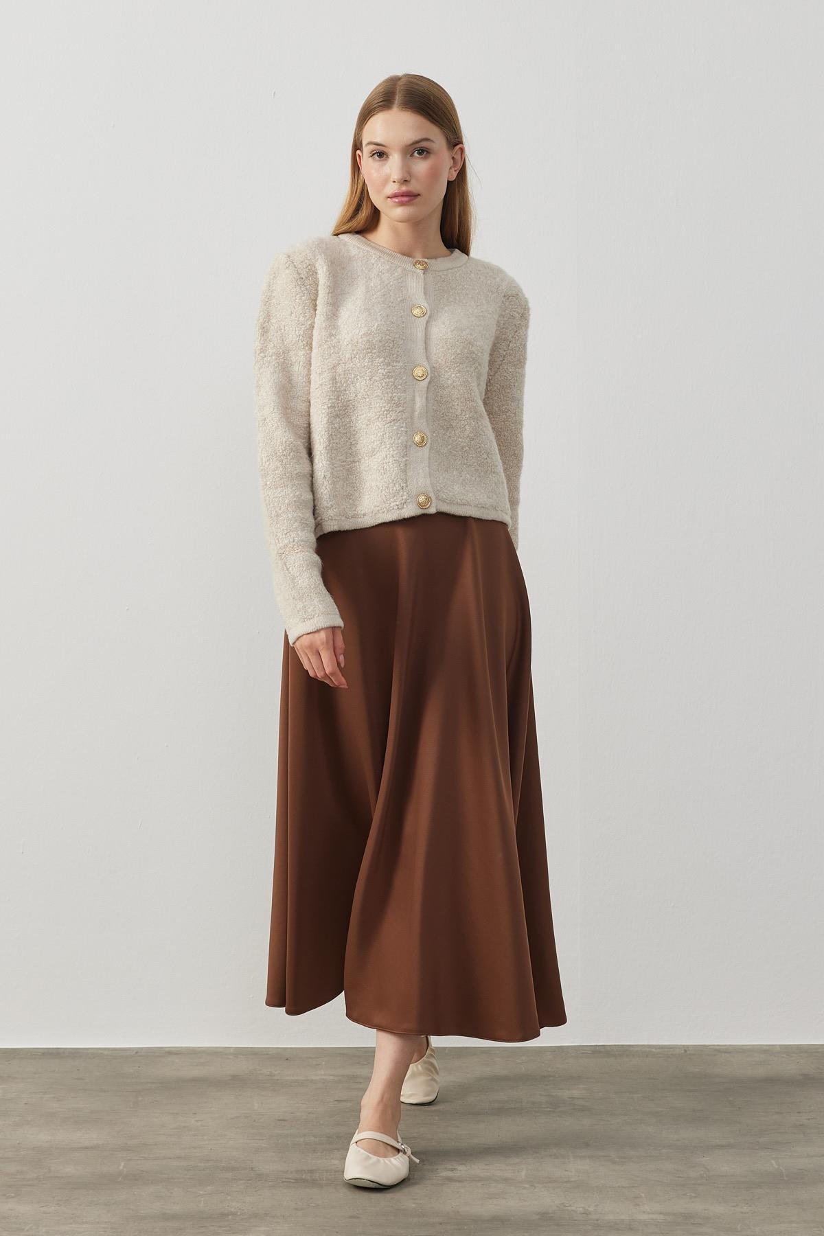 Ariel Skuba Kloş Etek - Kahverengi 