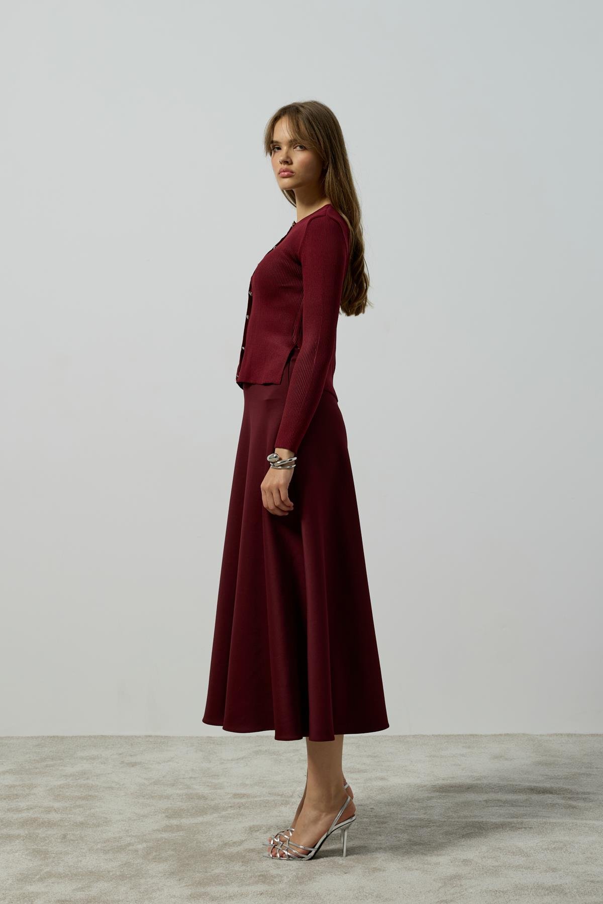 Ariel Skuba Kloş Etek - Bordo