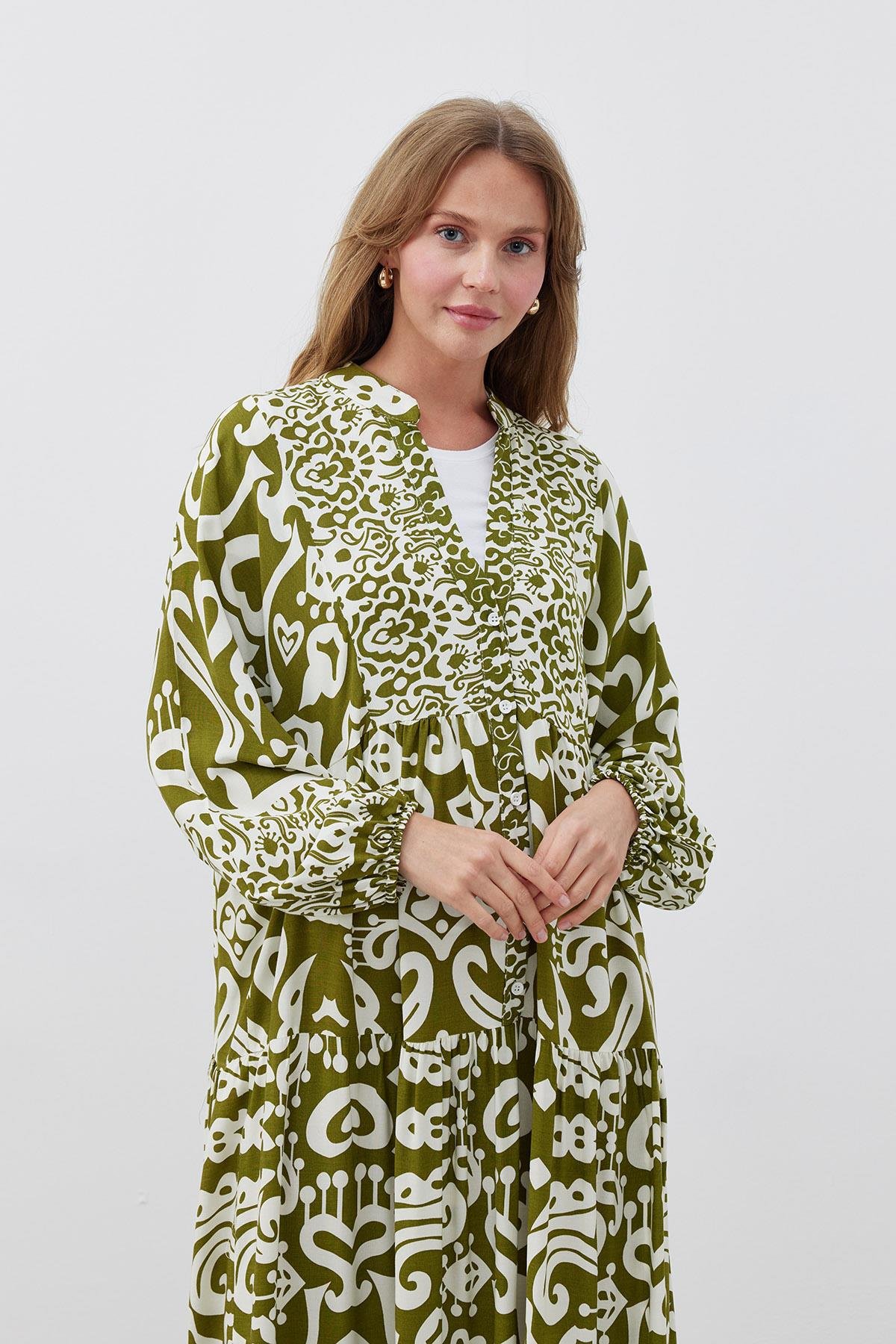 ASEL VİSCON ELBİSE - HAKİ 