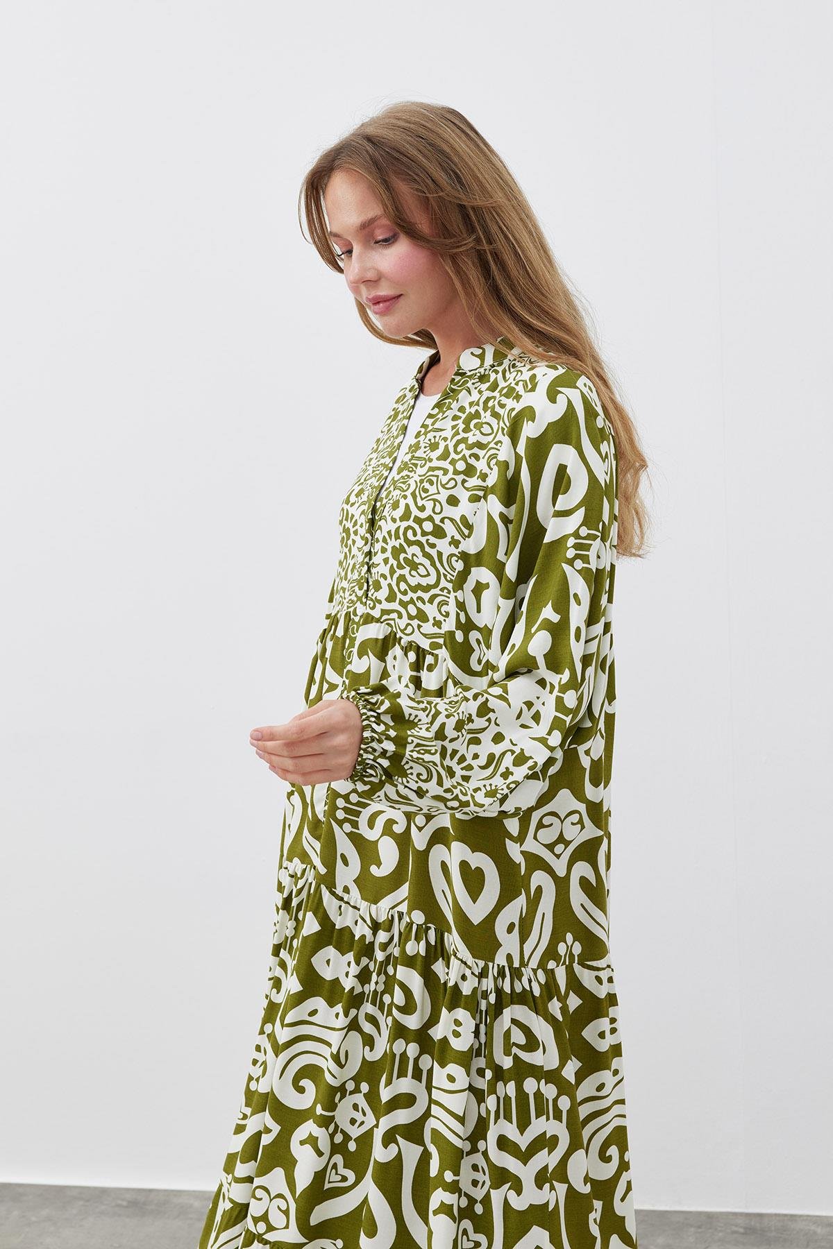 ASEL VİSCON ELBİSE - HAKİ 