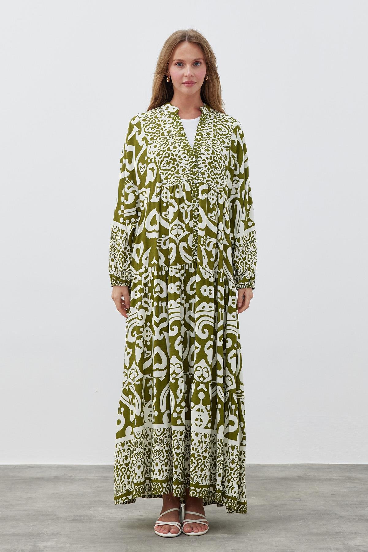 ASEL VİSCON ELBİSE - HAKİ 