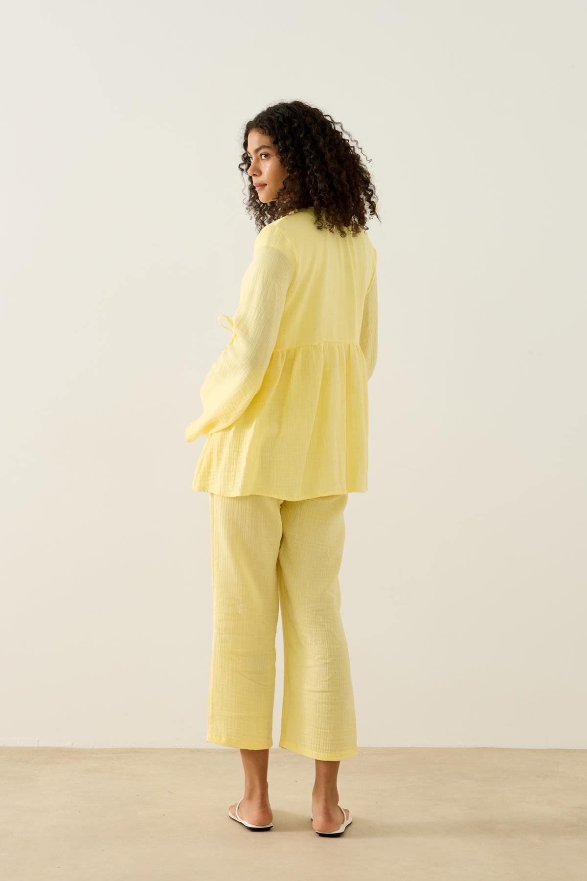 Asos Bağlamalı Müslin Takım - Sarı