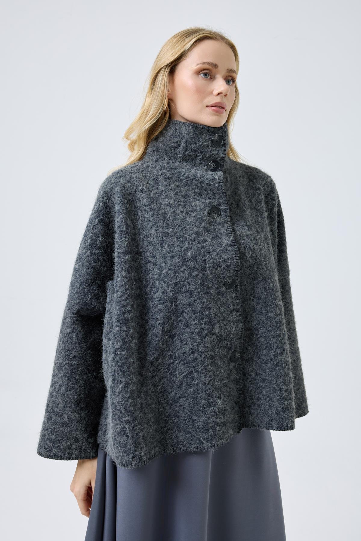 Athena Kırçıllı  Kaşe Ceket - Antrasit