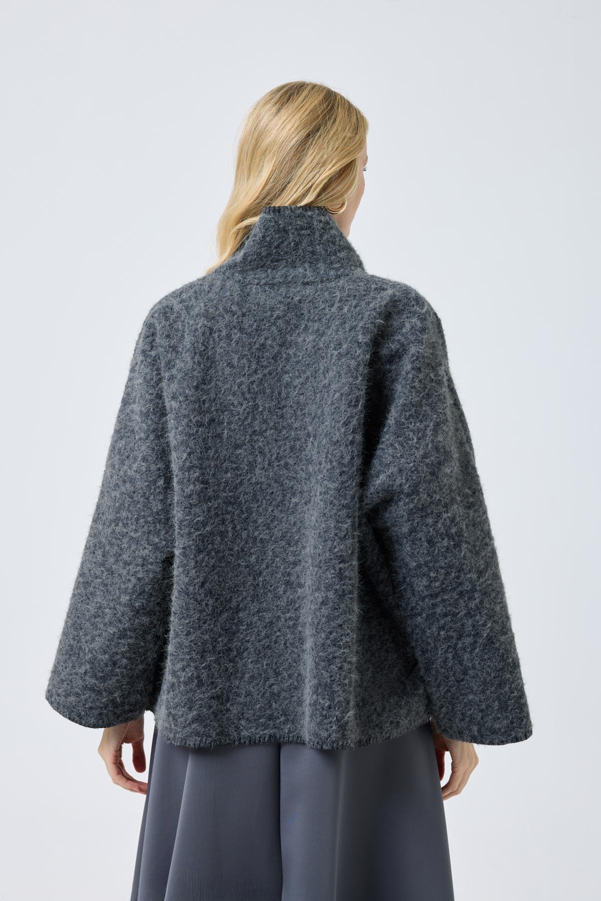 Athena Kırçıllı  Kaşe Ceket - Antrasit