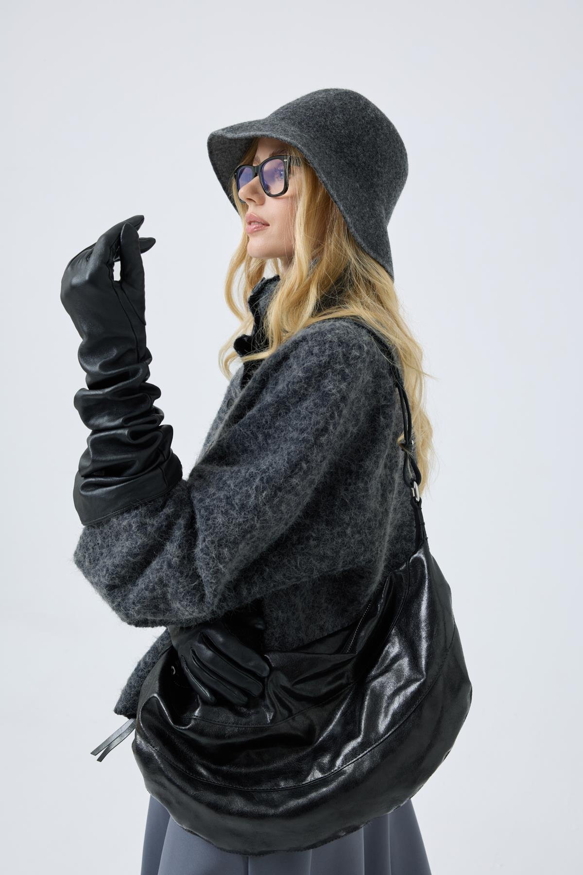 Athena Kırçıllı  Kaşe Ceket - Antrasit