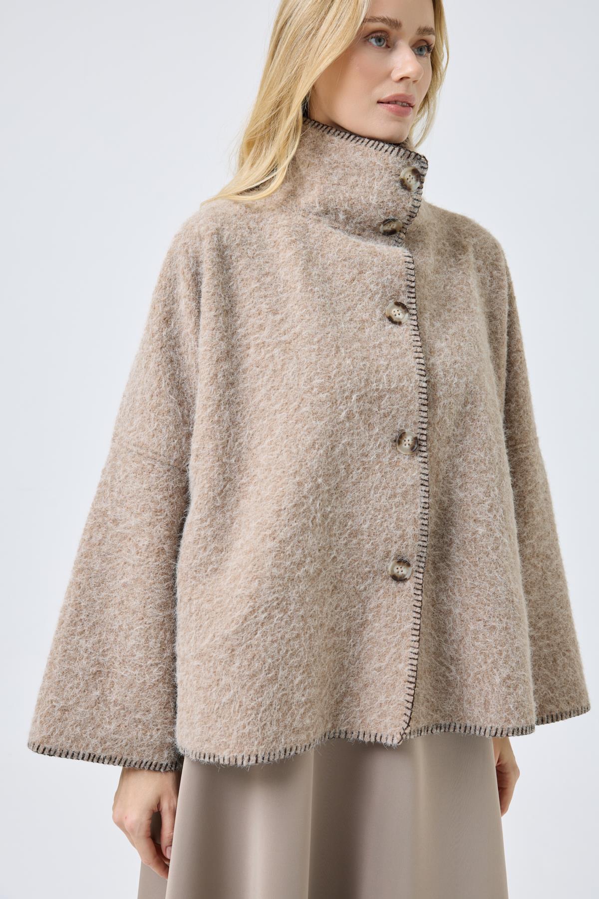 Athena Kırçıllı  Kaşe Ceket - Camel 