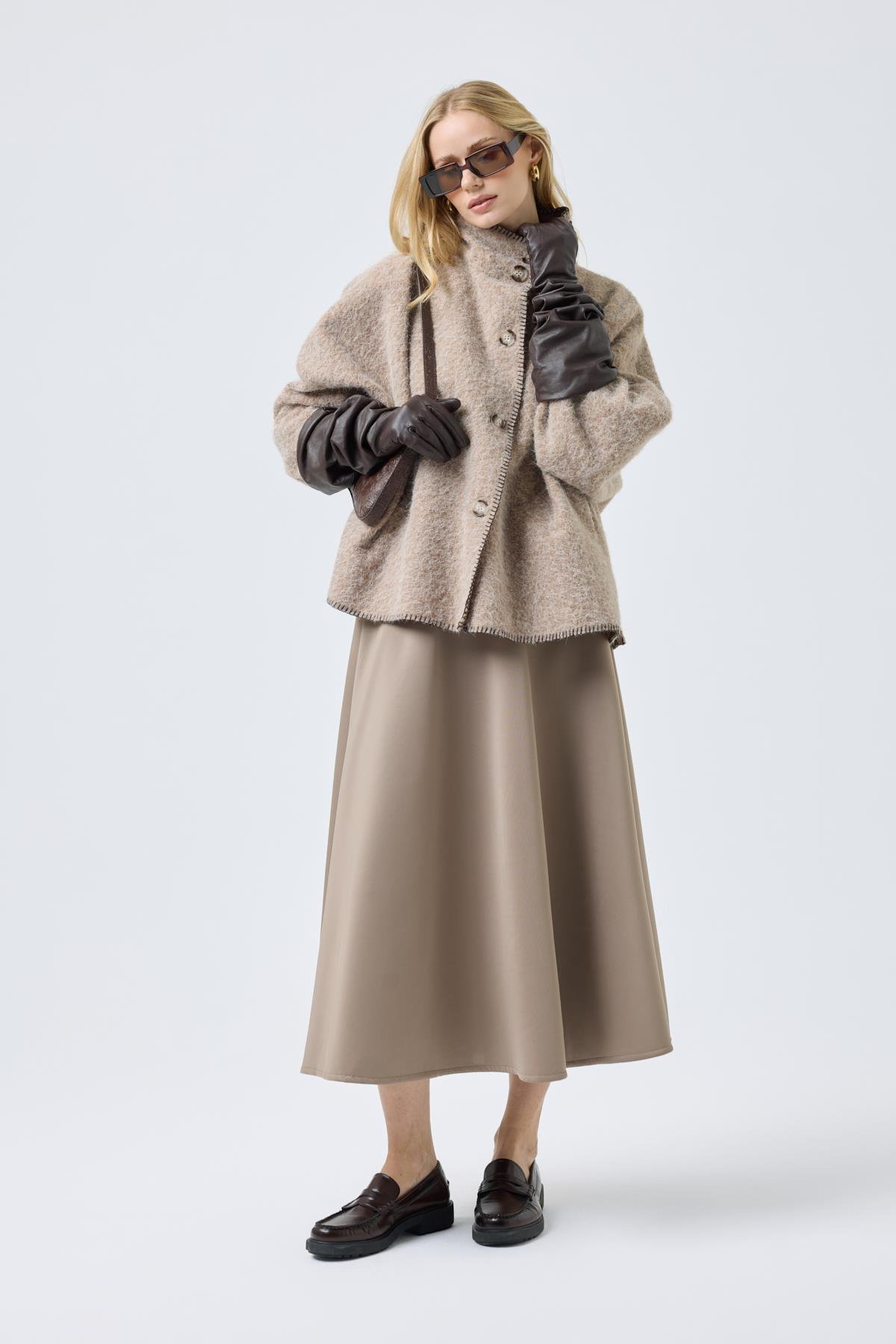 Athena Kırçıllı  Kaşe Ceket - Camel 