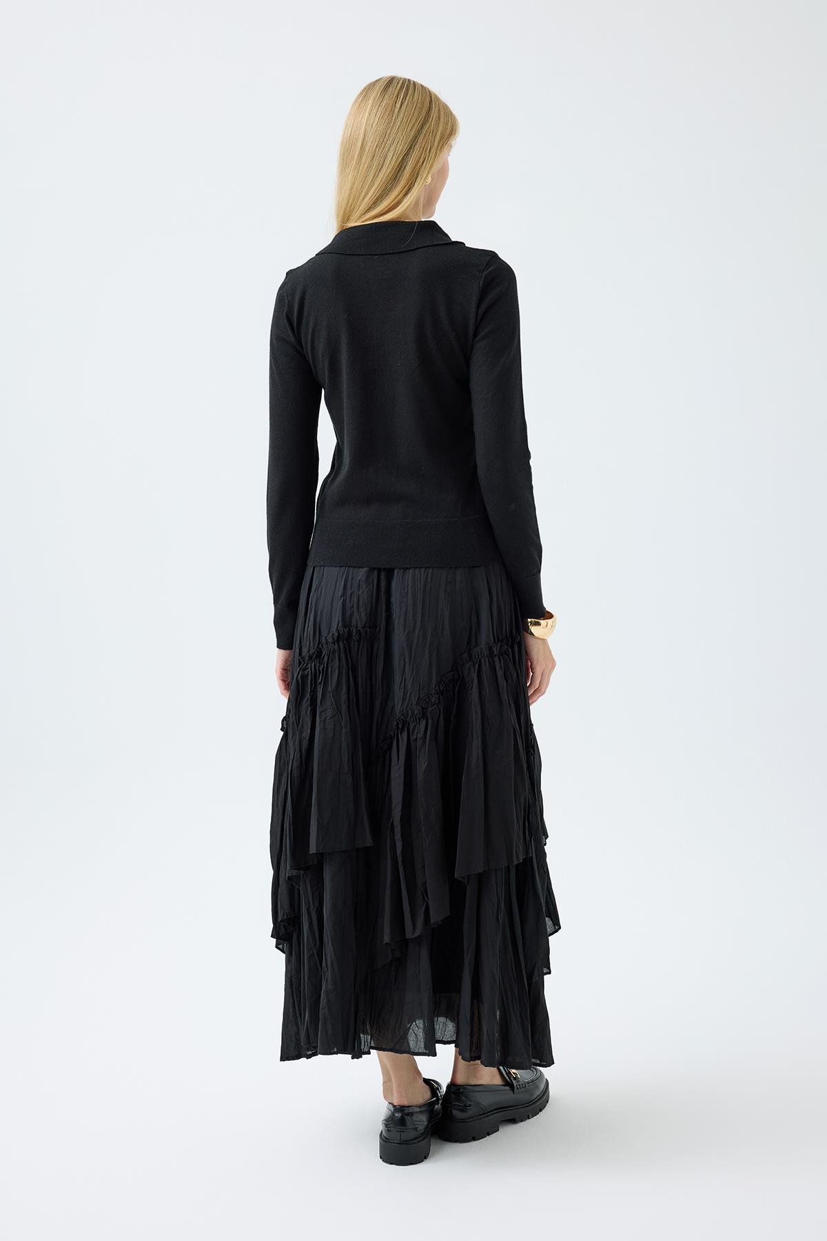 Barbara Polo Yaka Kazak - Siyah