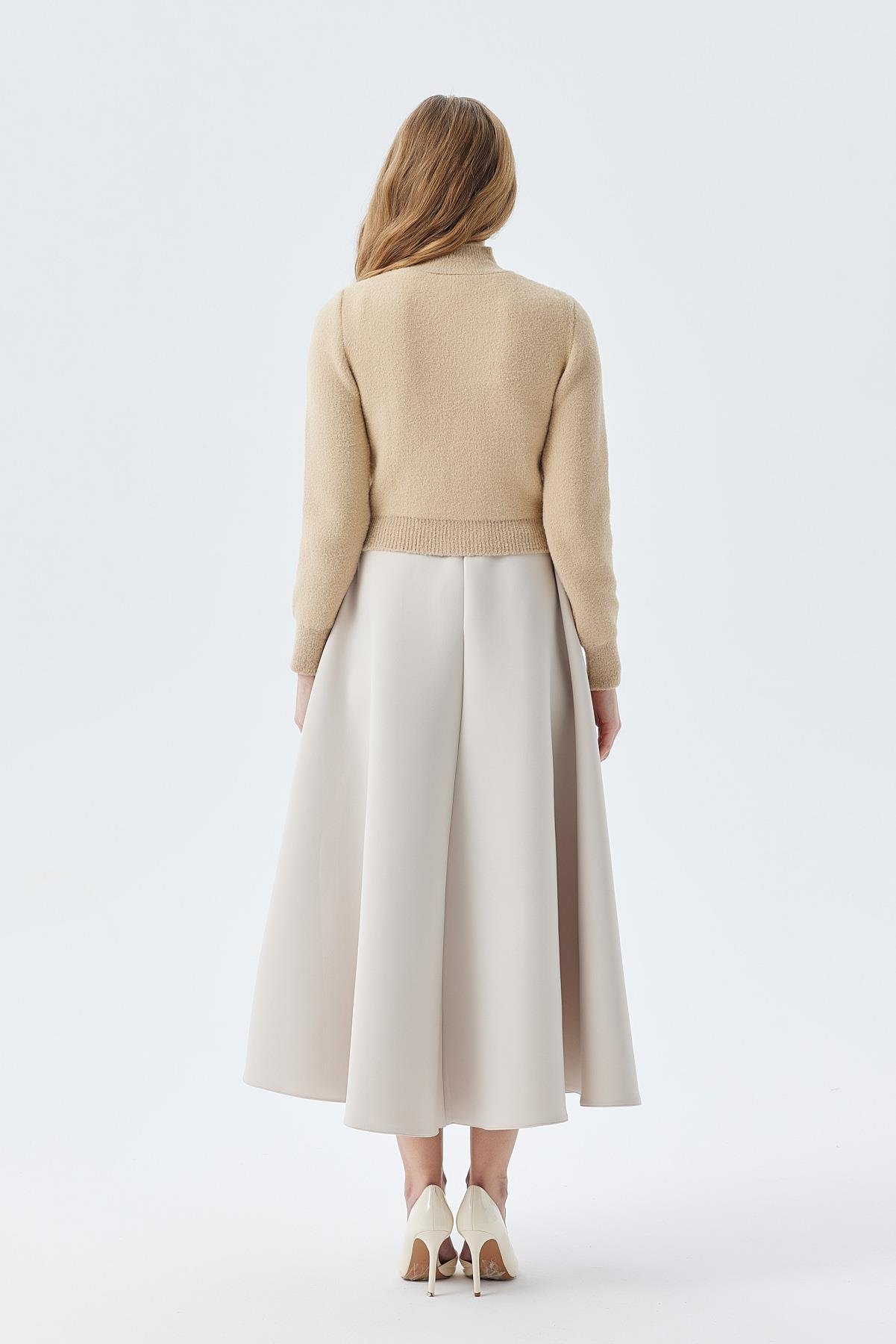 BELİNDA TAŞ İŞLEMELİ YUMOŞ KAZAK - VİZON