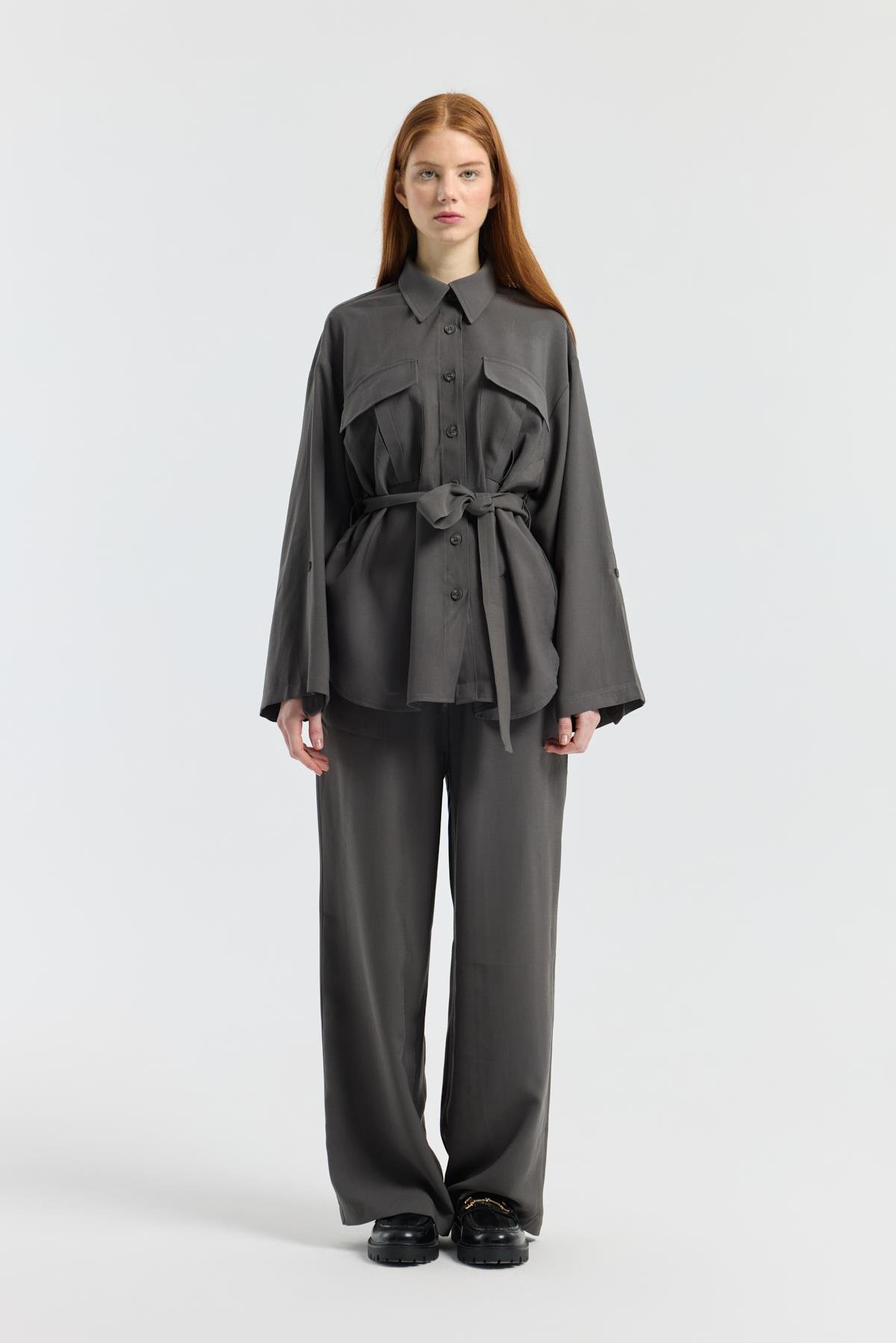 Beth Kemerli Oversize Takım - Antrasit 