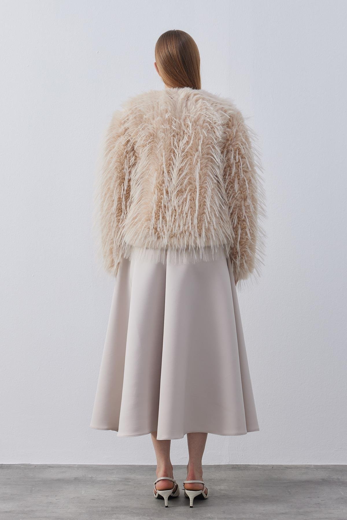 Betsy Suni Kürk Ceket- Bej