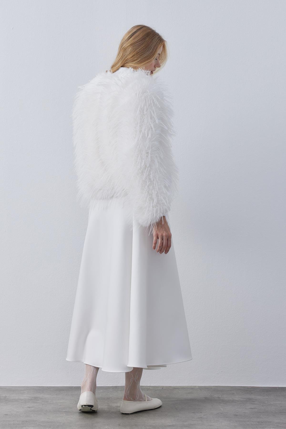 Betsy Suni Kürk Ceket- Beyaz