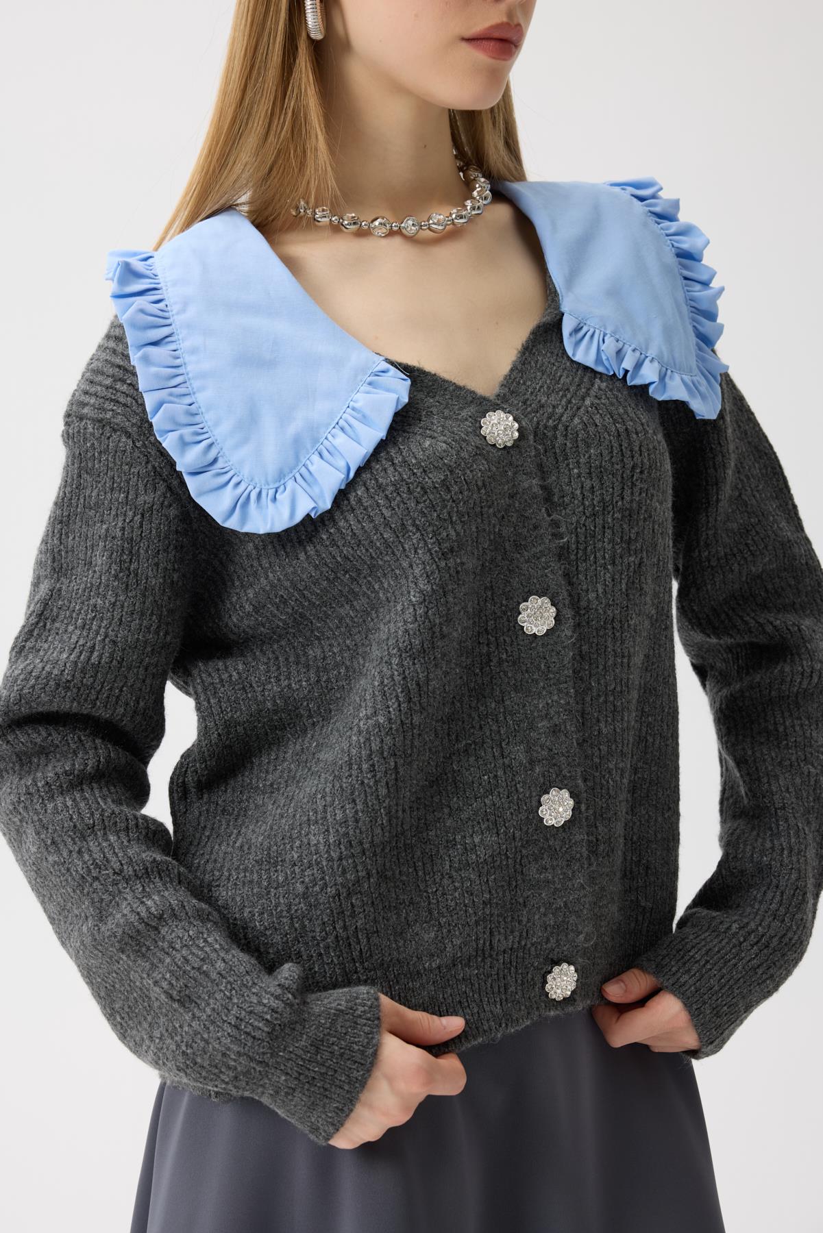 Bianca Bebe Yaka Hırka - Antrasit