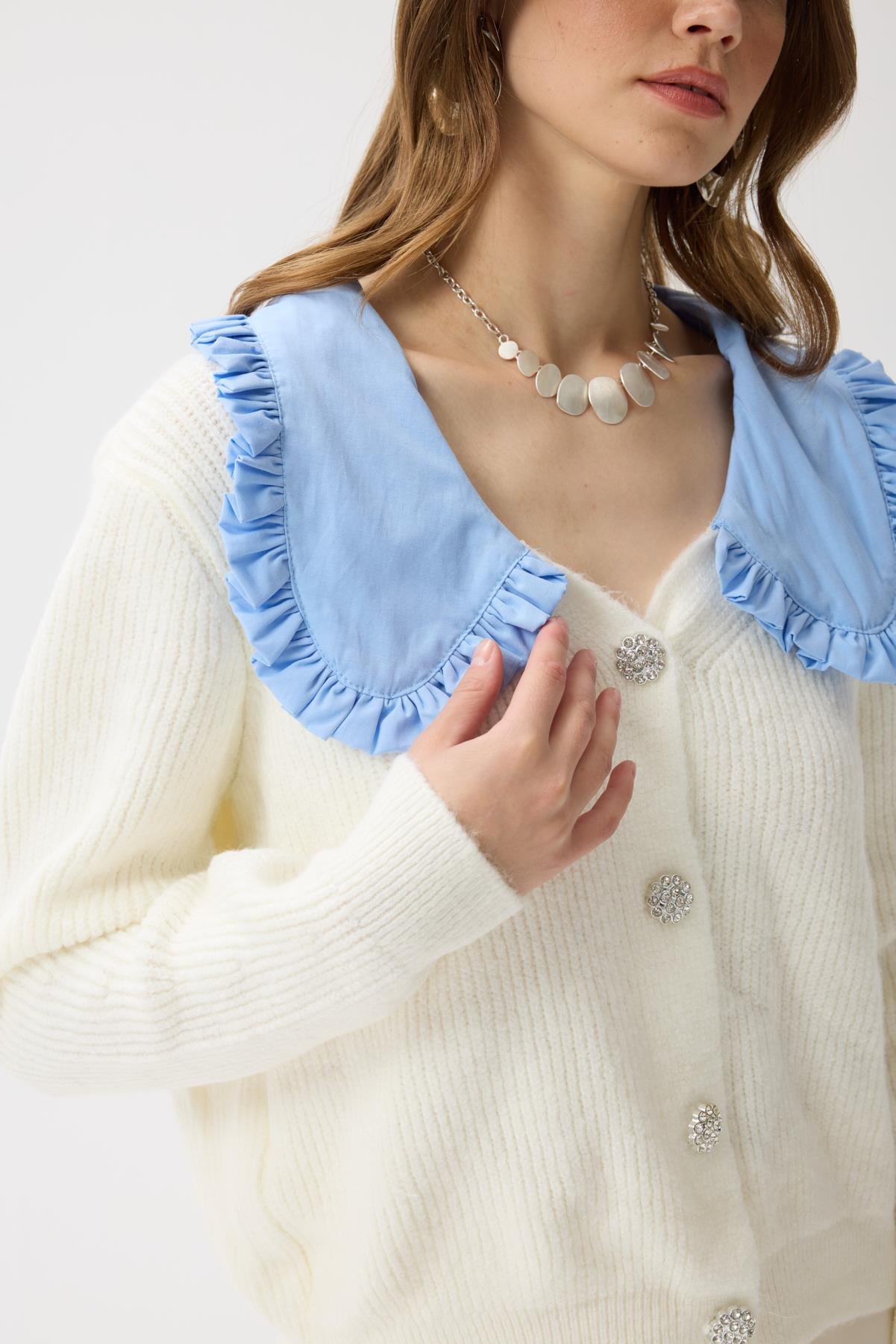 Bianca Bebe Yaka Hırka - Ekru