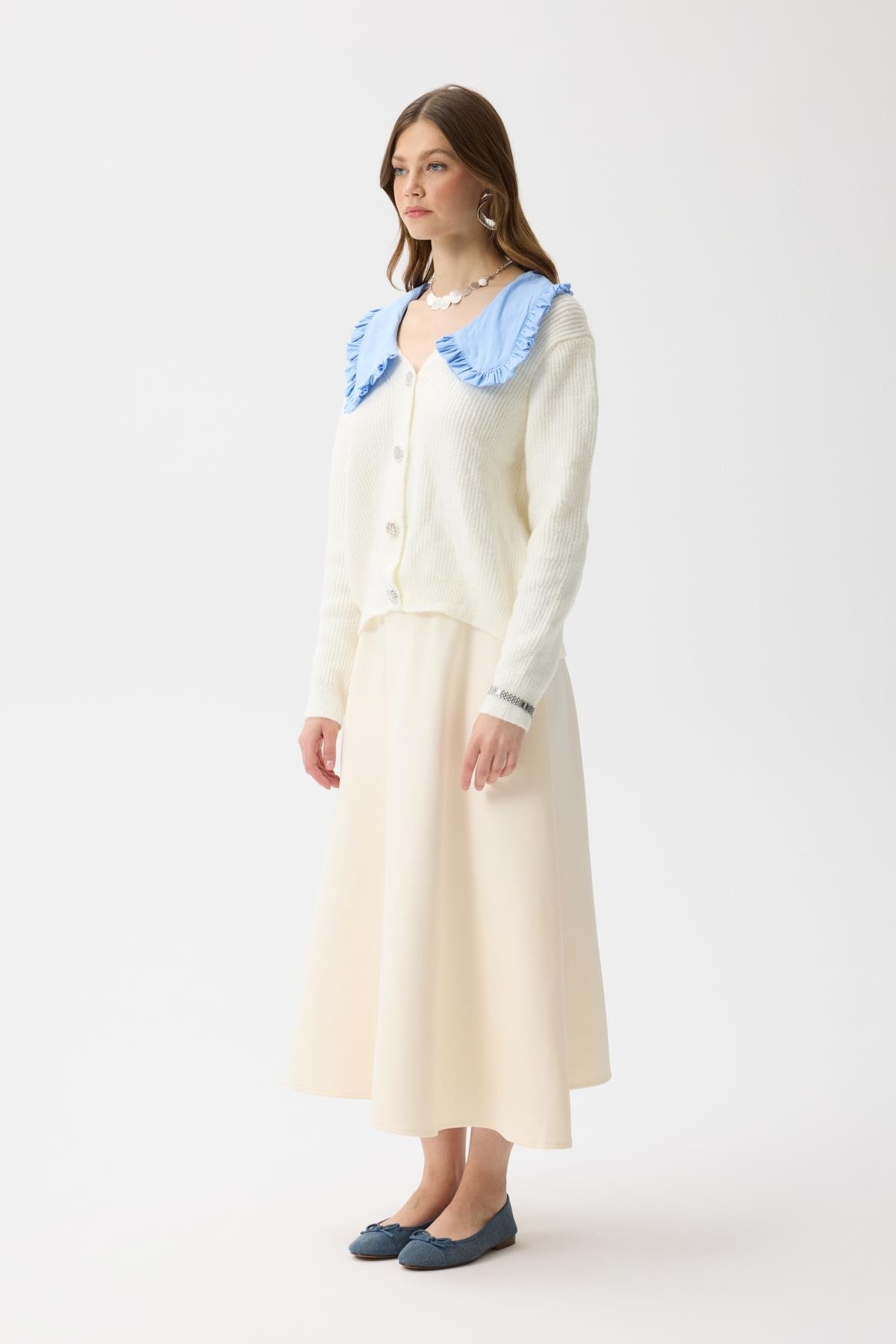 Bianca Bebe Yaka Hırka - Ekru